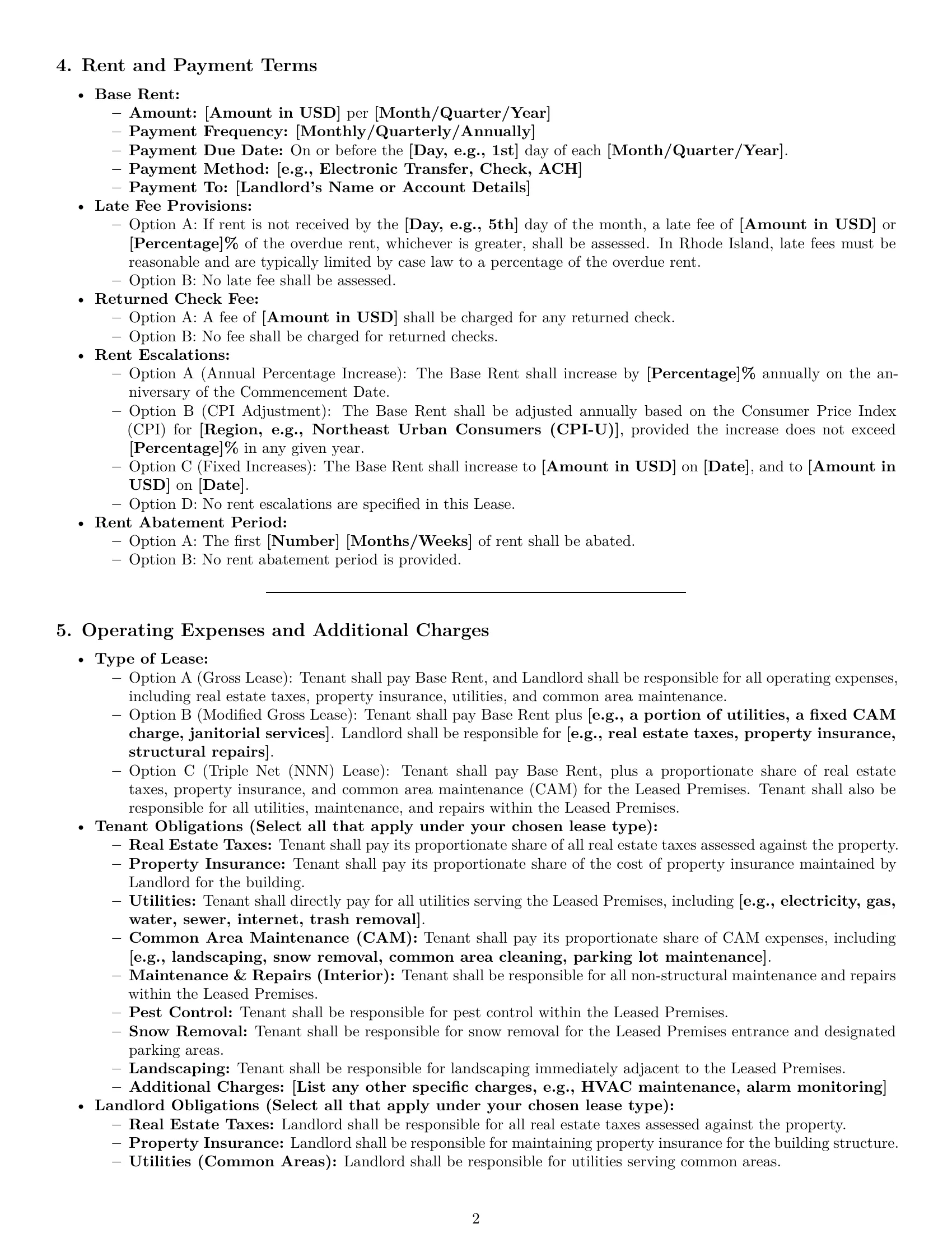 Preview page 2 of Pro Rhode Island commercial lease agreement template