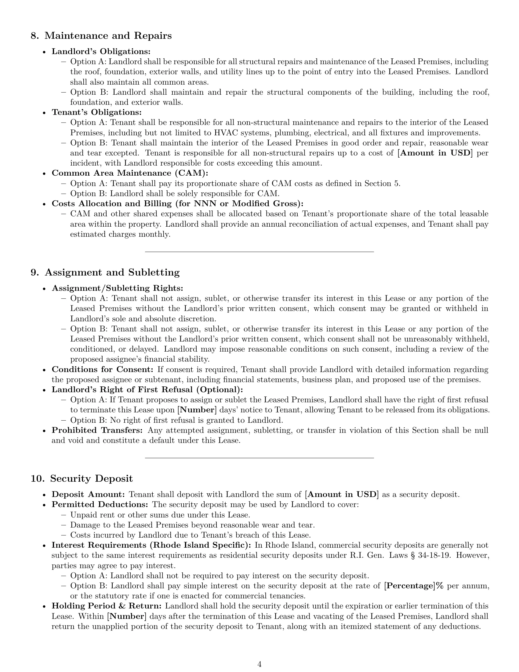 Preview page 4 of Pro Rhode Island commercial lease agreement template