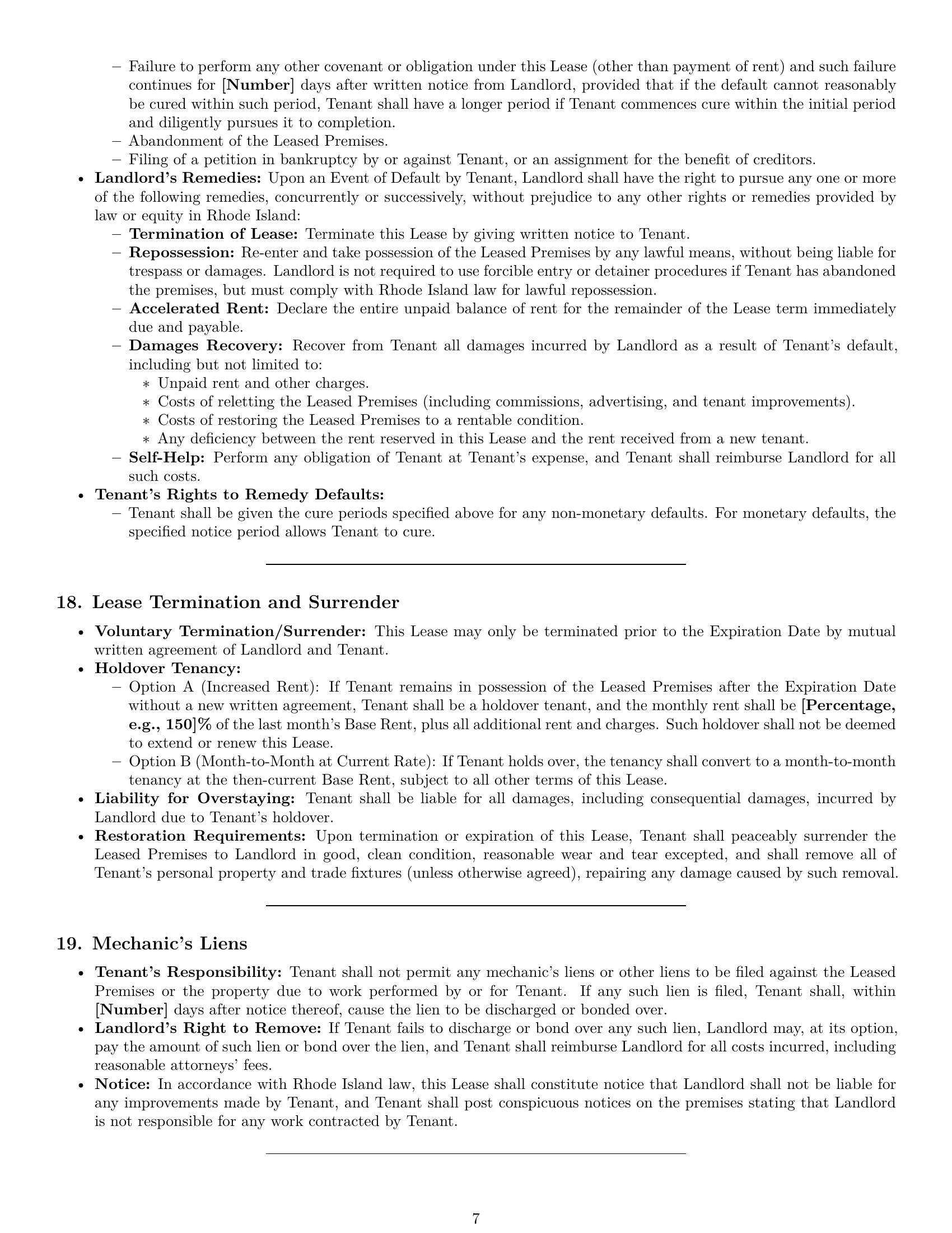 Preview page 7 of Pro Rhode Island commercial lease agreement template
