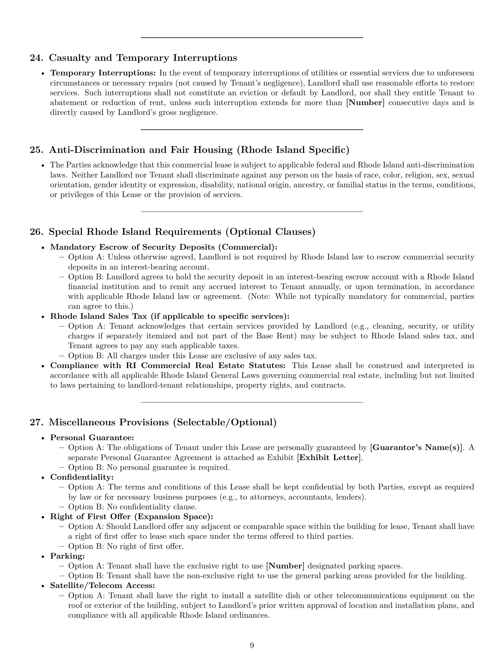 Preview page 9 of Pro Rhode Island commercial lease agreement template