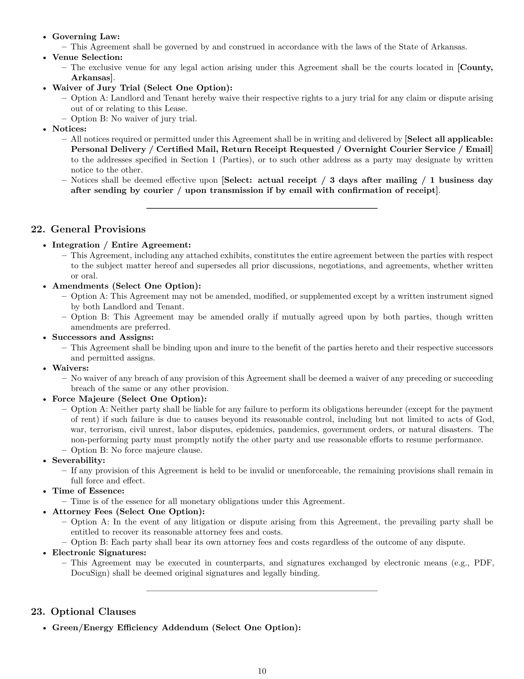 Preview page 10 of Pro Arkansas commercial lease agreement template