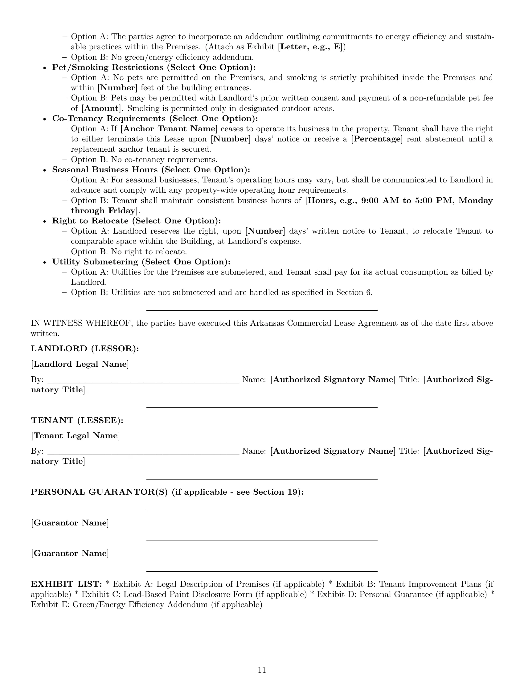 Preview page 11 of Pro Arkansas commercial lease agreement template
