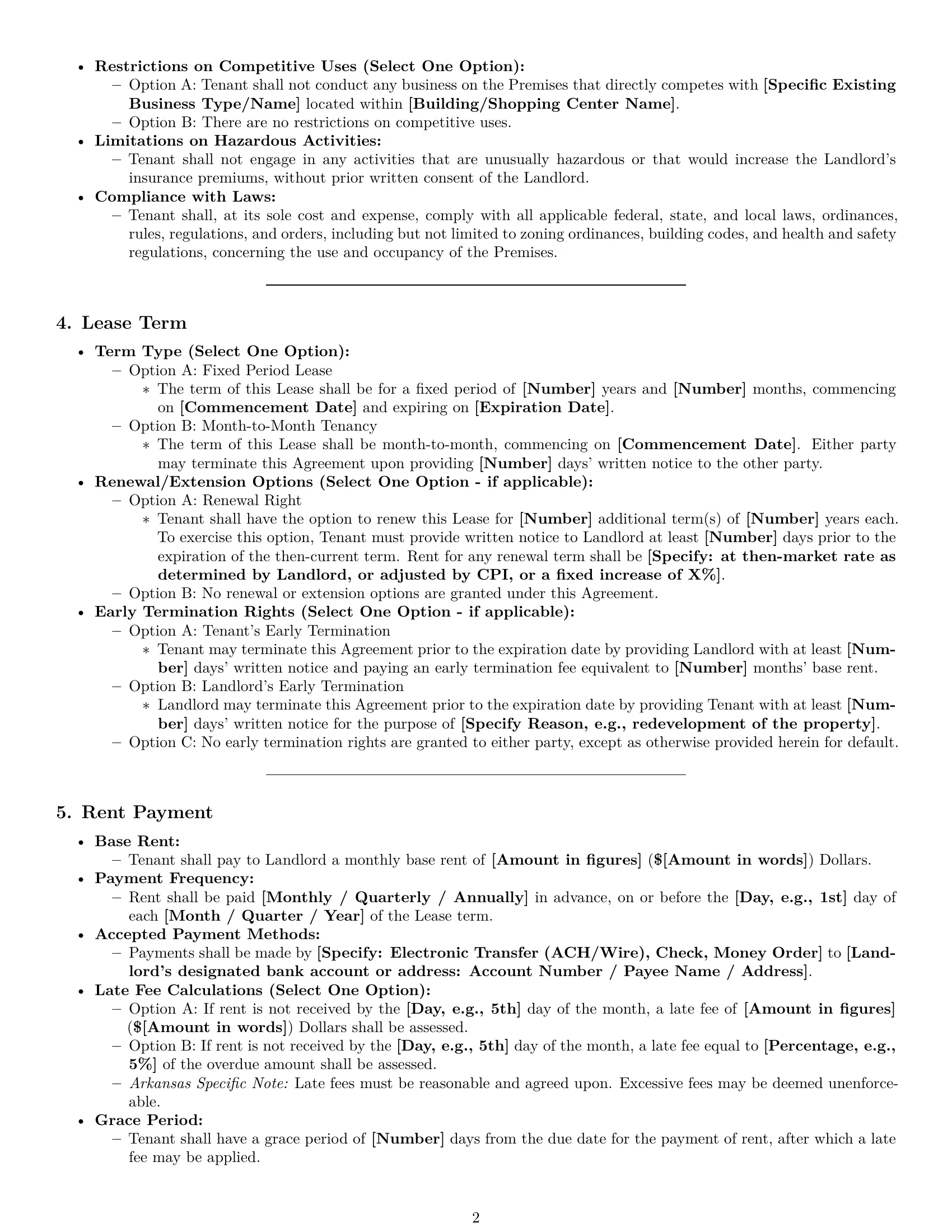 Preview page 2 of Pro Arkansas commercial lease agreement template
