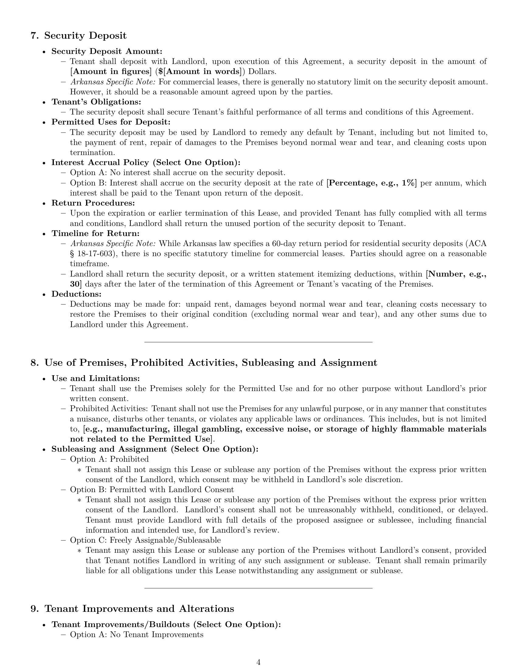 Preview page 4 of Pro Arkansas commercial lease agreement template