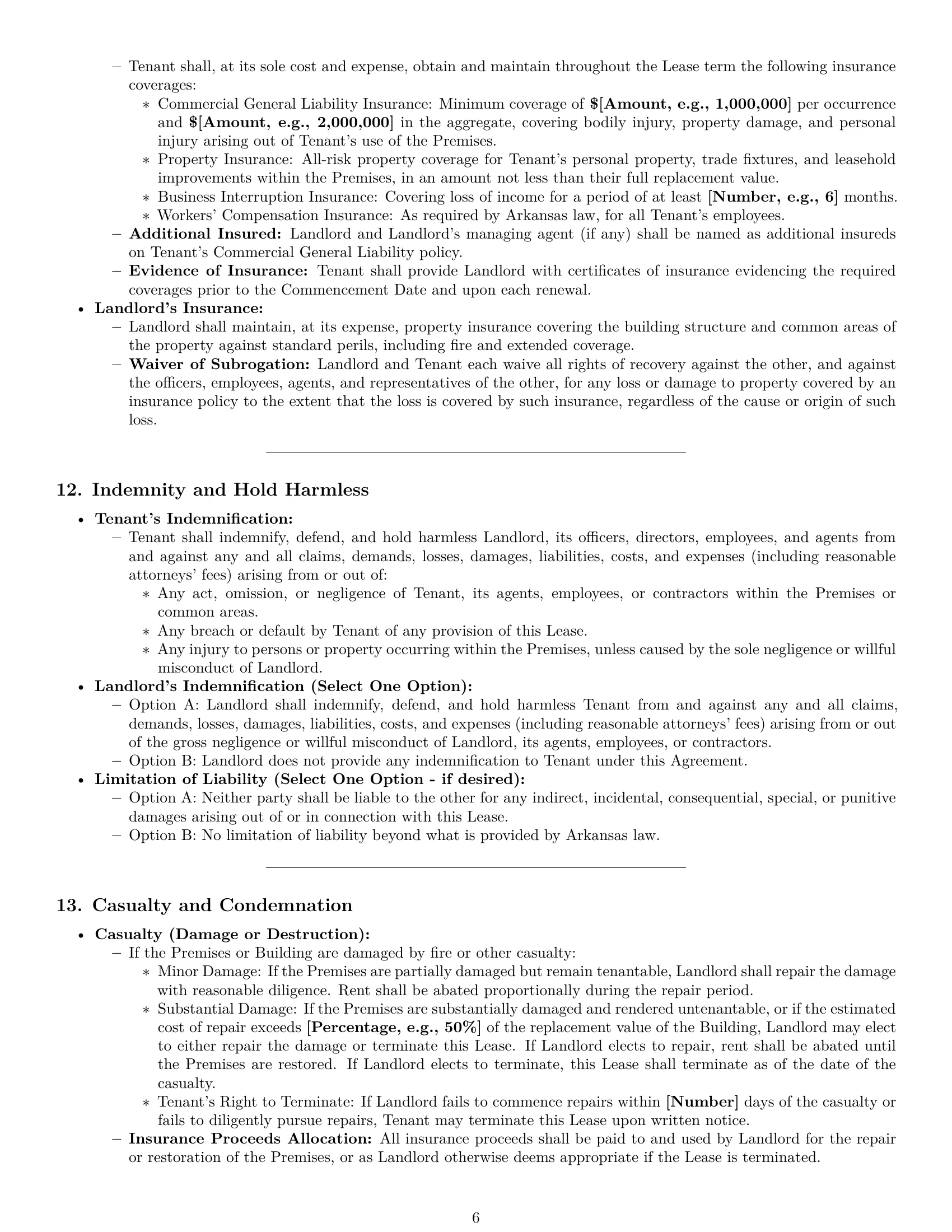 Preview page 6 of Pro Arkansas commercial lease agreement template
