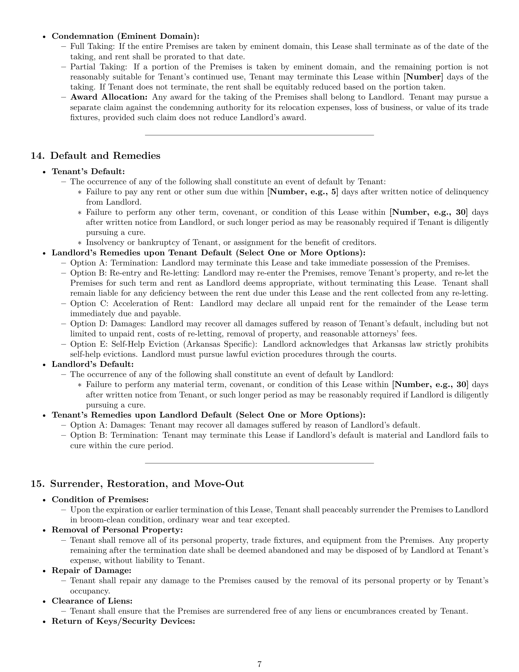 Preview page 7 of Pro Arkansas commercial lease agreement template