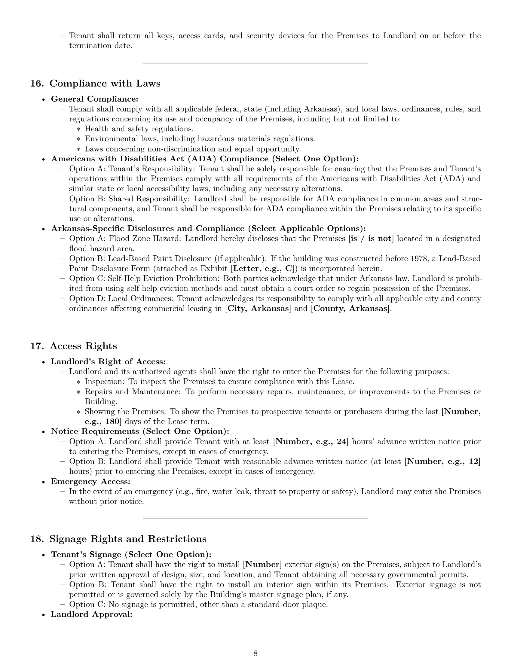 Preview page 8 of Pro Arkansas commercial lease agreement template