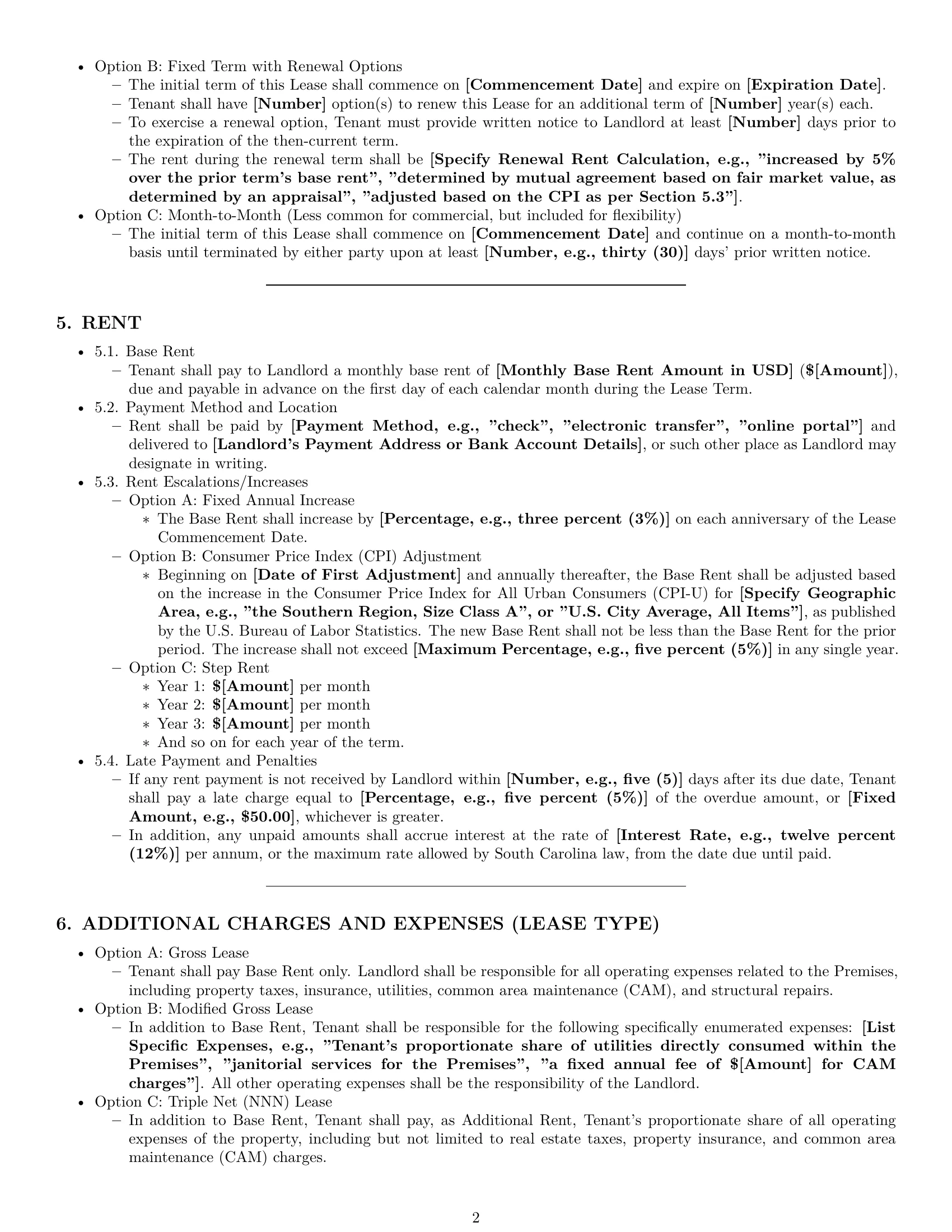 Preview page 2 of Pro South Carolina commercial lease agreement template
