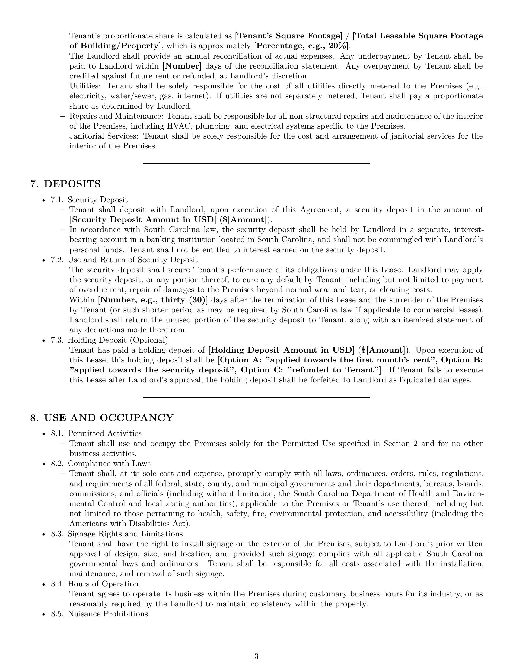 Preview page 3 of Pro South Carolina commercial lease agreement template