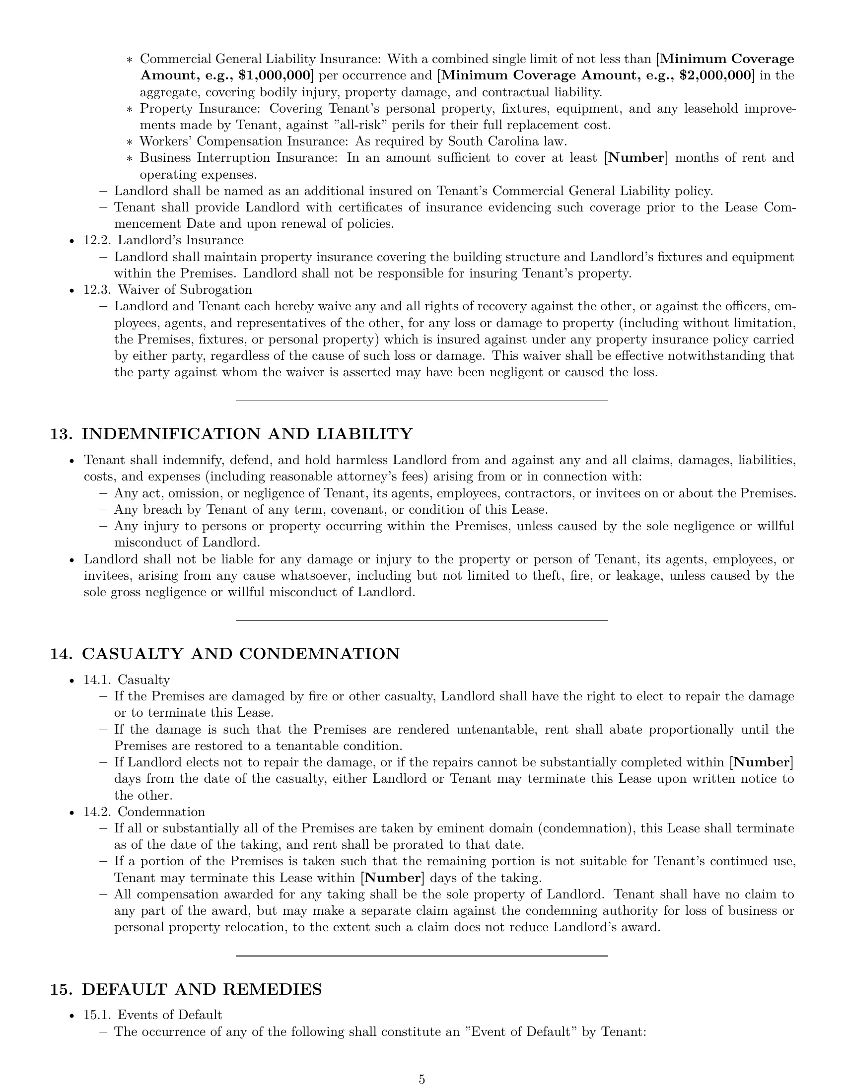 Preview page 5 of Pro South Carolina commercial lease agreement template