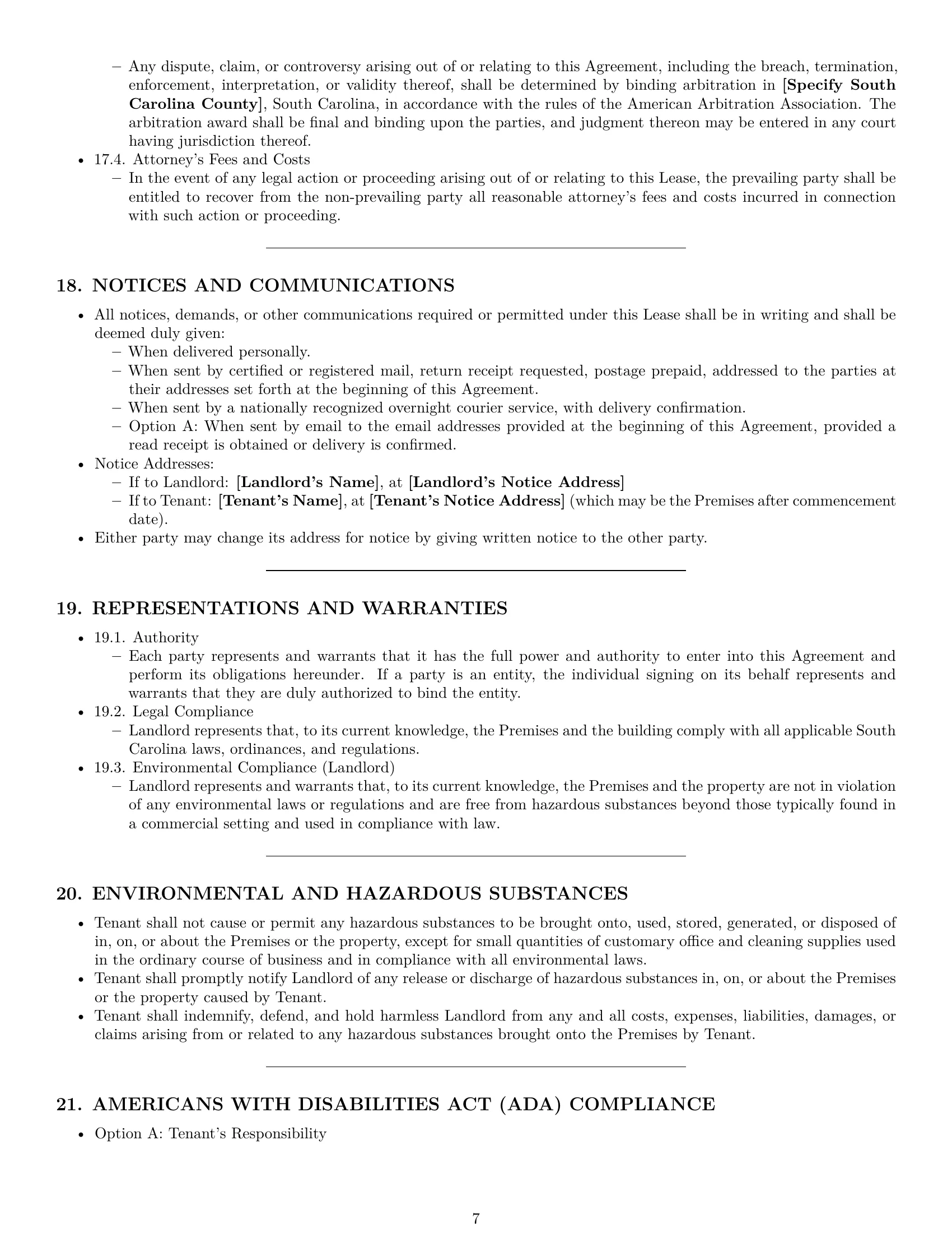Preview page 7 of Pro South Carolina commercial lease agreement template