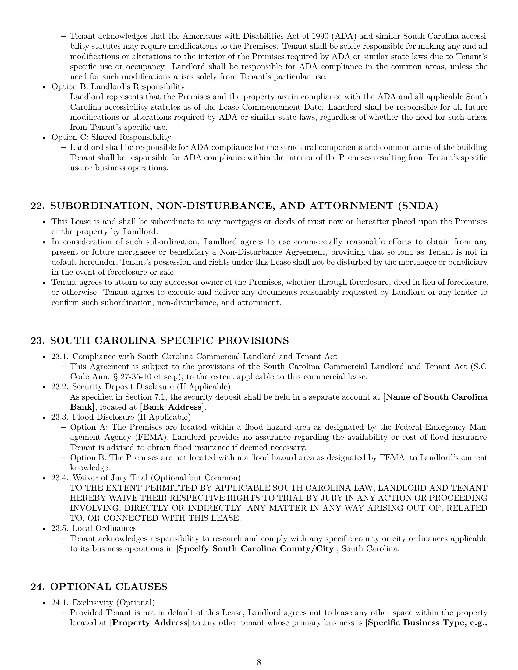 Preview page 8 of Pro South Carolina commercial lease agreement template