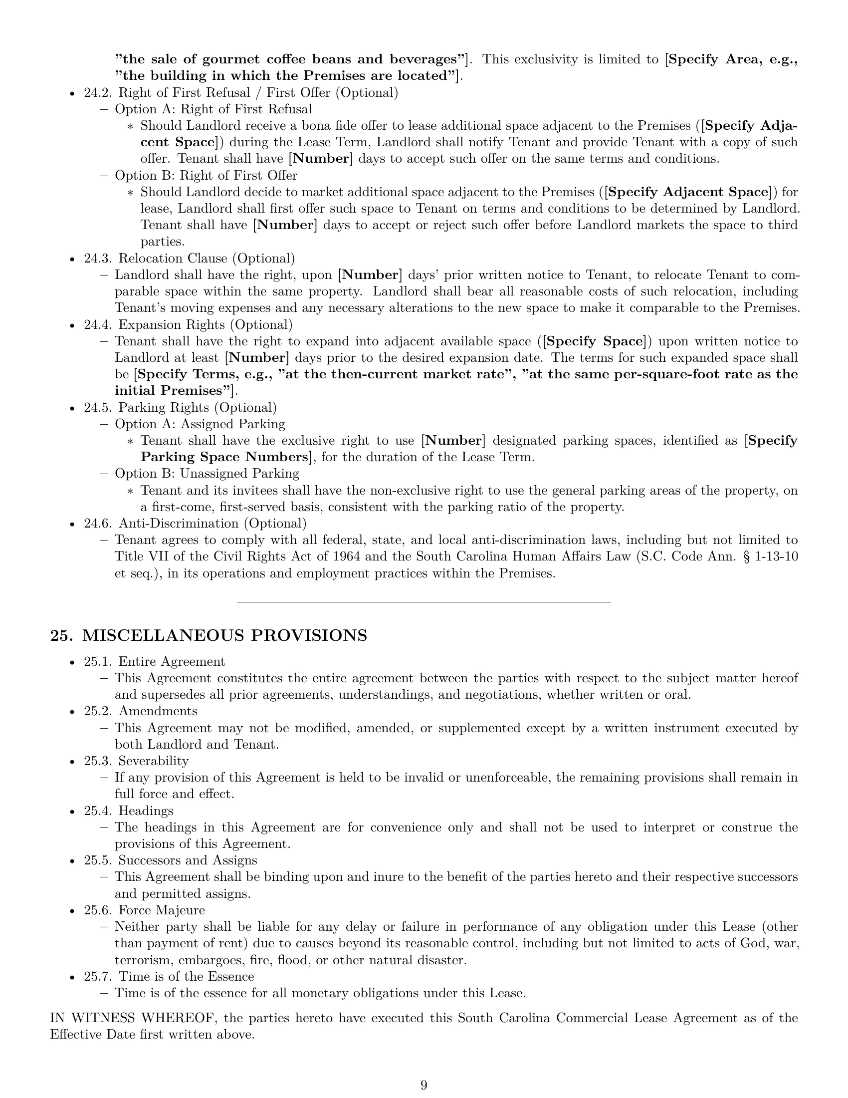Preview page 9 of Pro South Carolina commercial lease agreement template