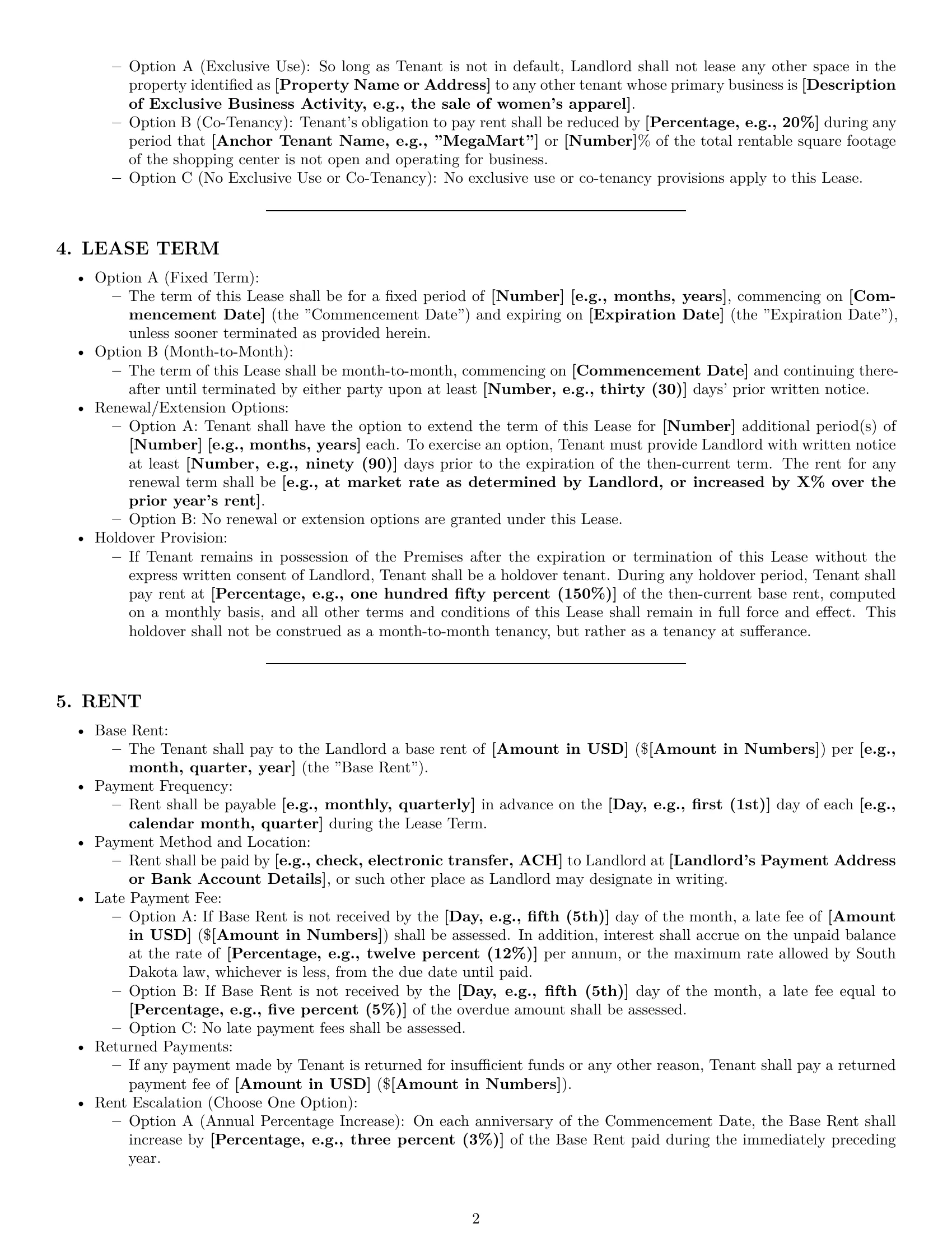 Preview page 2 of Pro South Dakota commercial lease agreement template