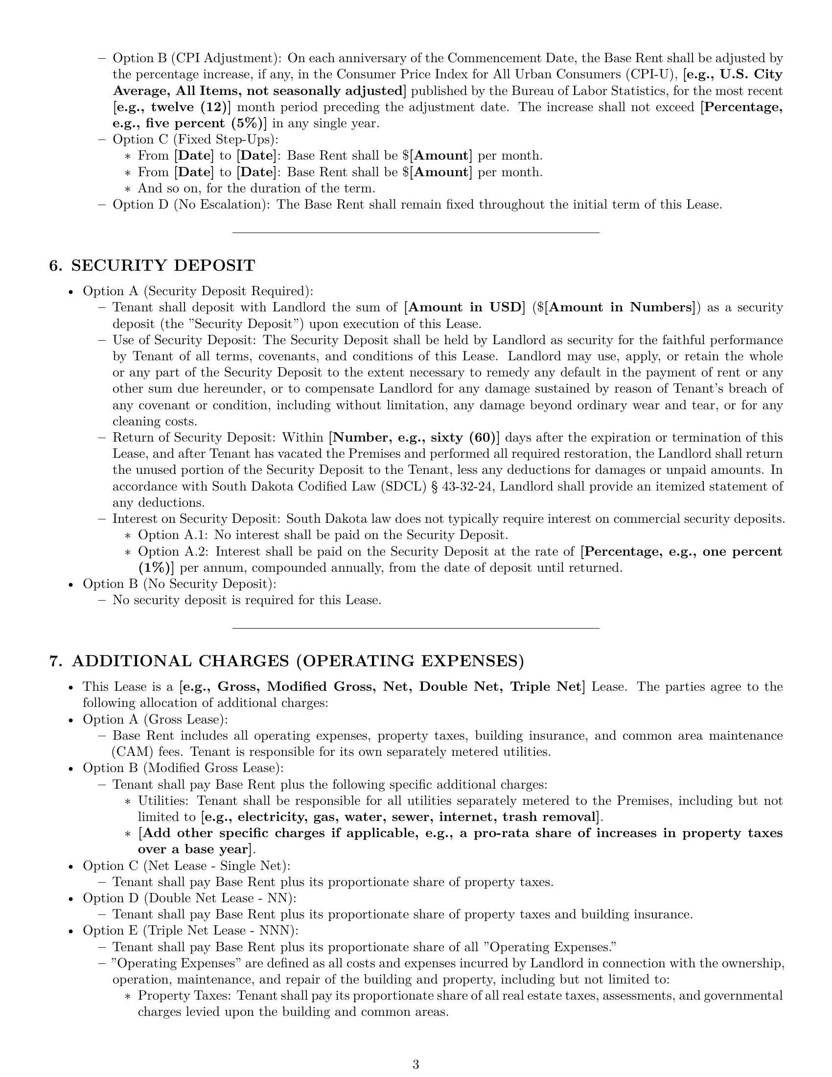 Preview page 3 of Pro South Dakota commercial lease agreement template