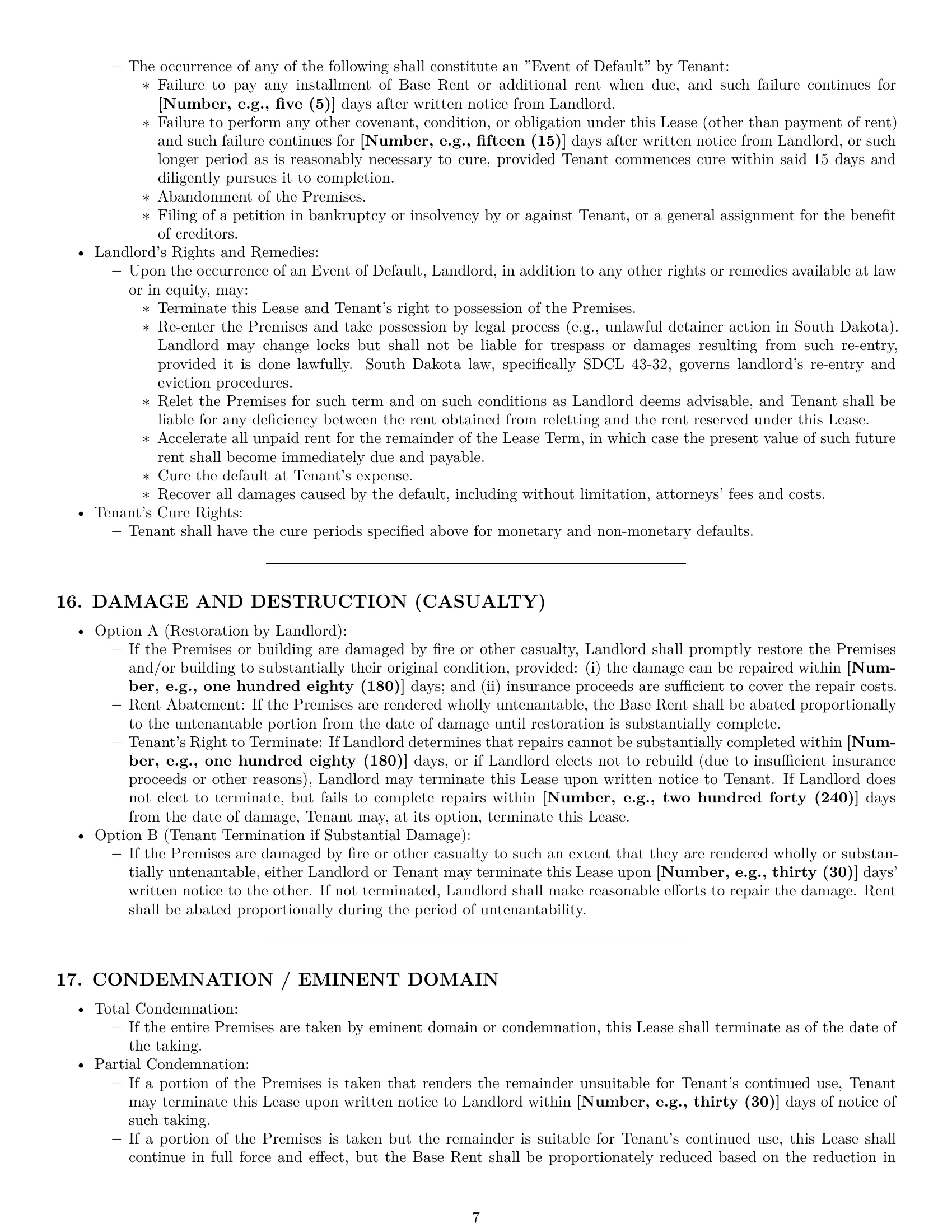 Preview page 7 of Pro South Dakota commercial lease agreement template