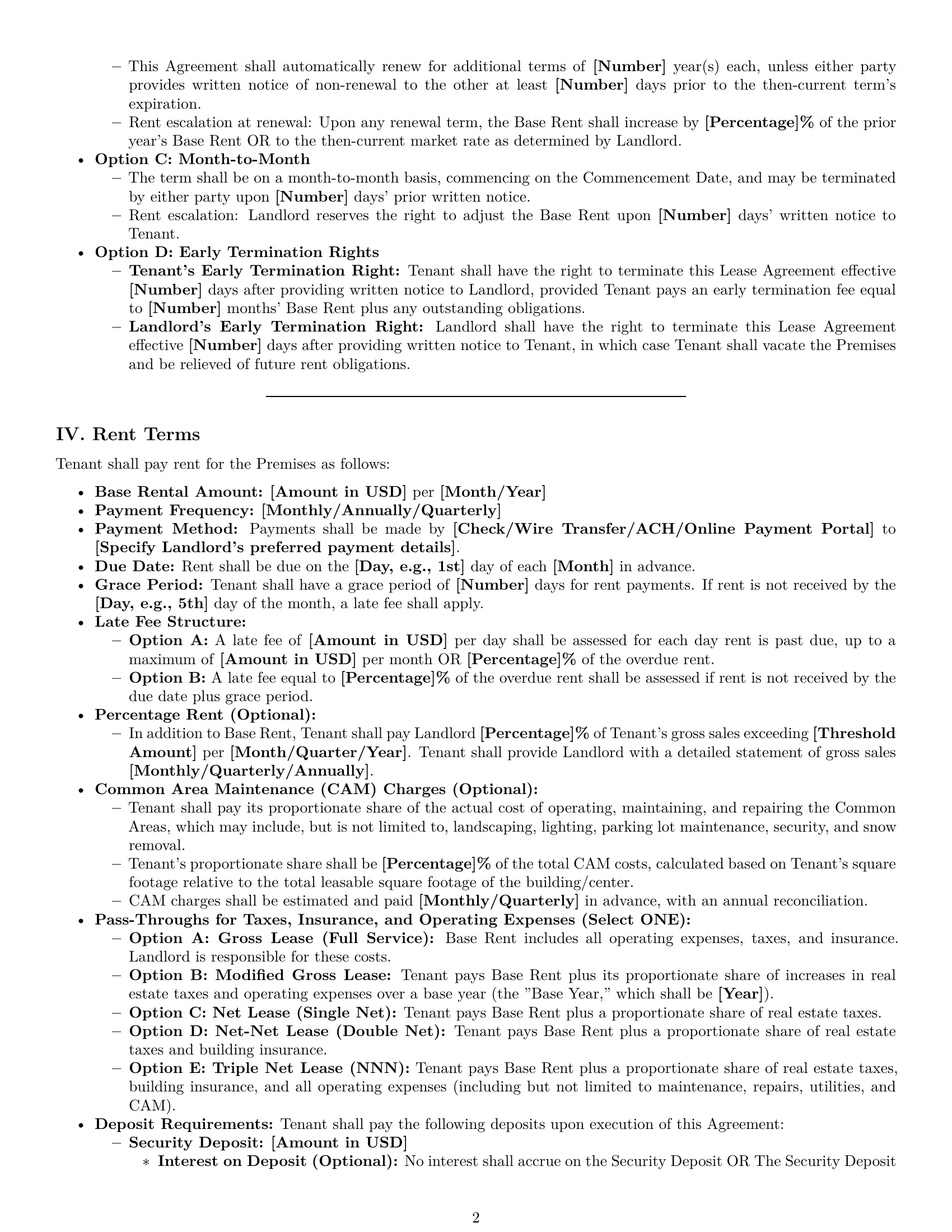 Preview page 2 of Pro Tennessee commercial lease agreement template