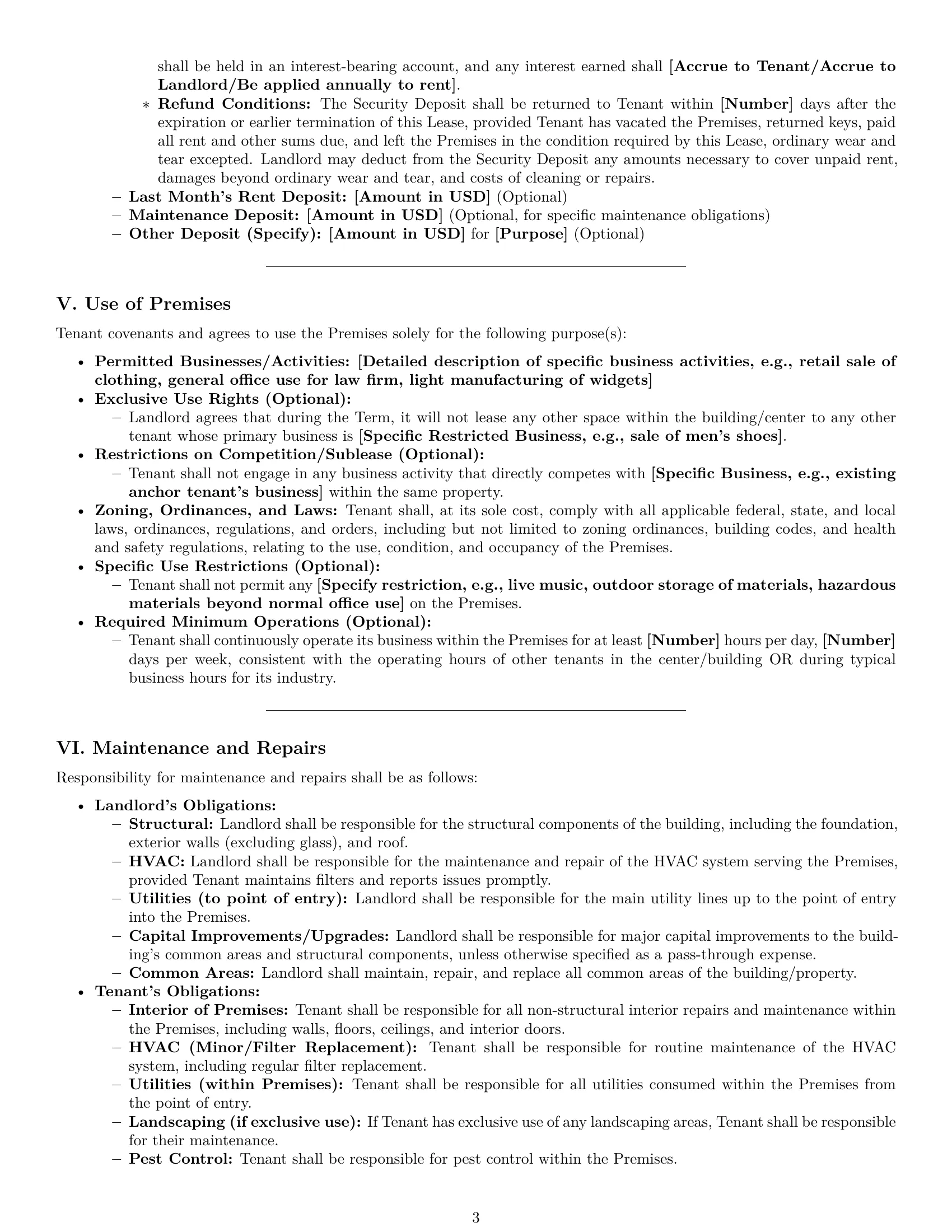 Preview page 3 of Pro Tennessee commercial lease agreement template