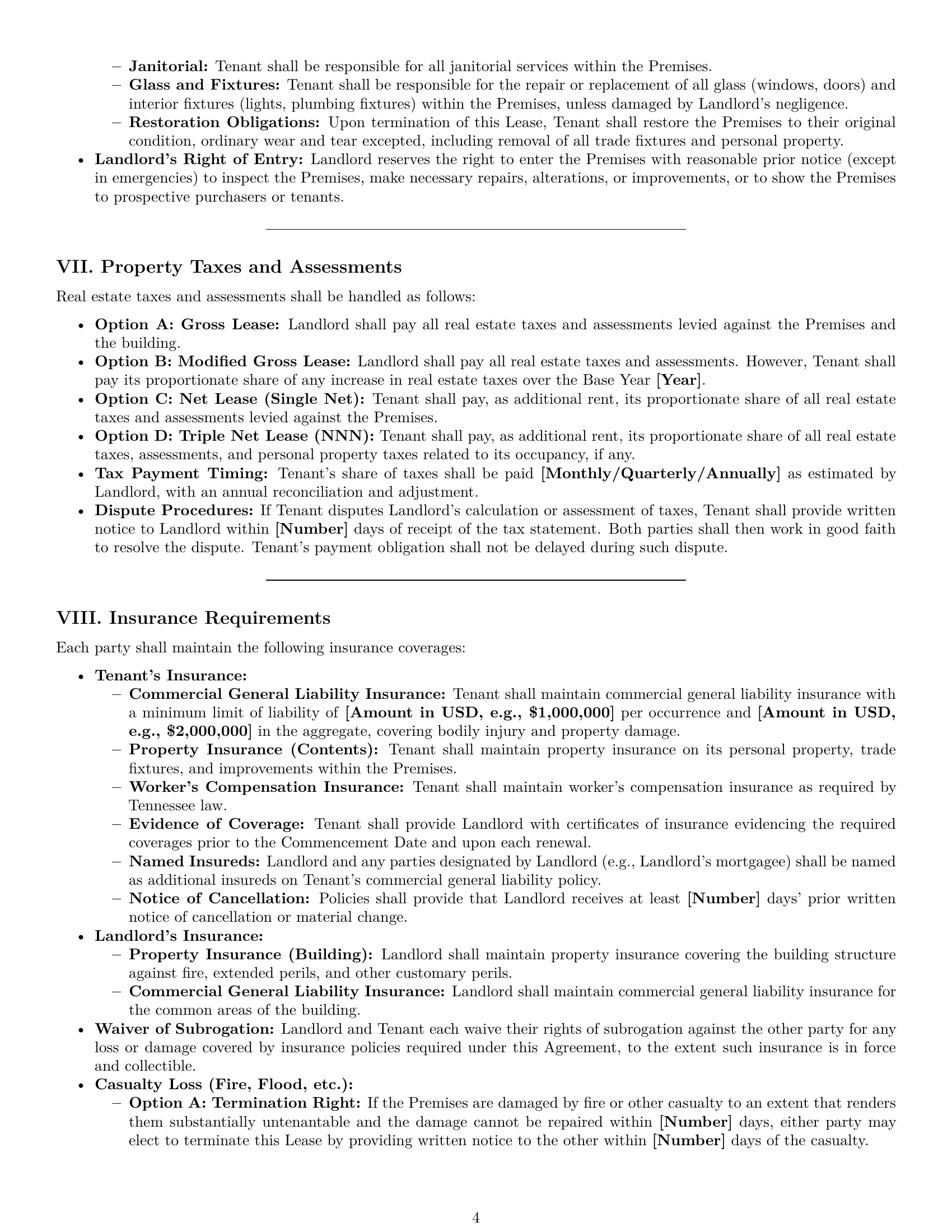 Preview page 4 of Pro Tennessee commercial lease agreement template