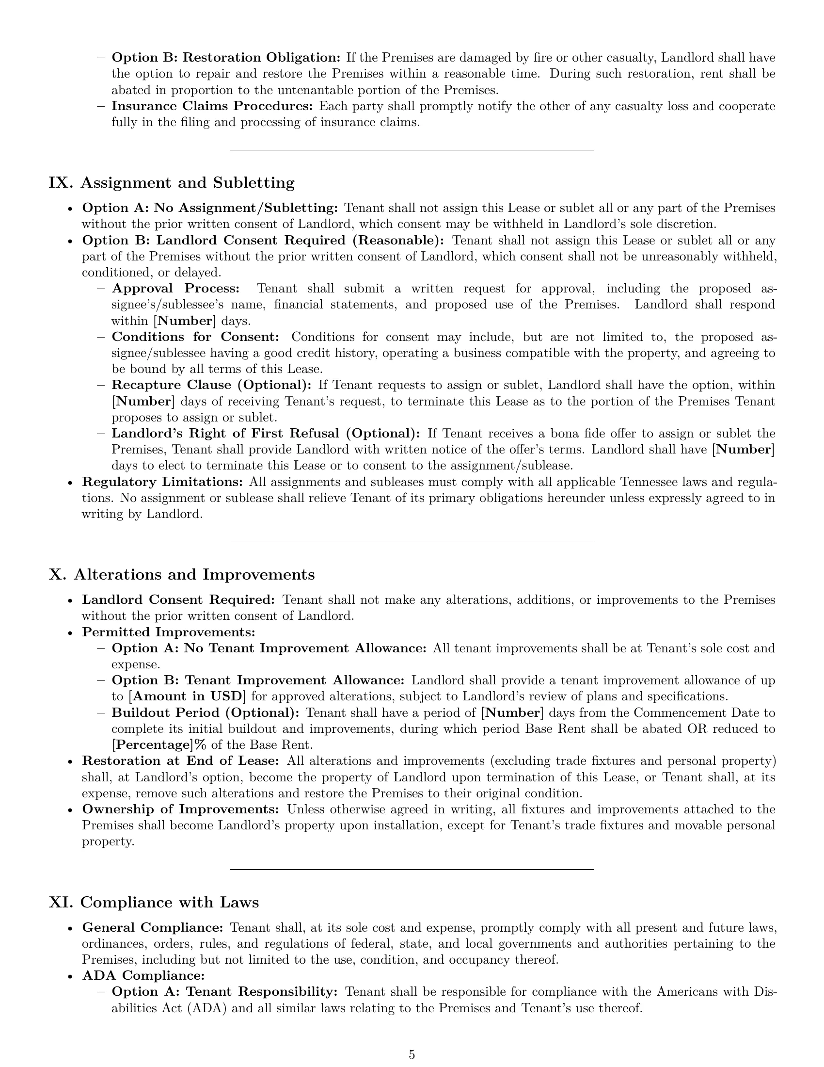 Preview page 5 of Pro Tennessee commercial lease agreement template