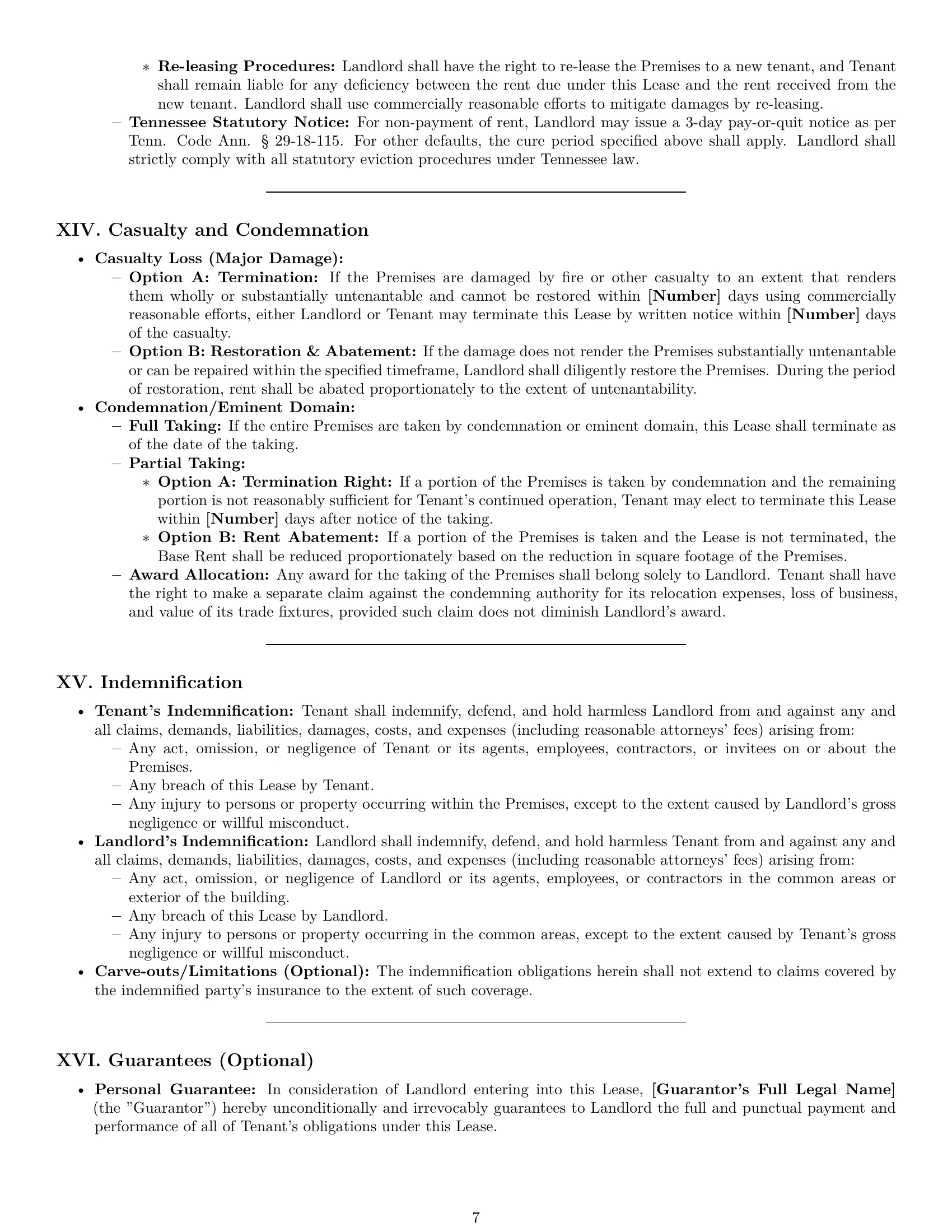 Preview page 7 of Pro Tennessee commercial lease agreement template