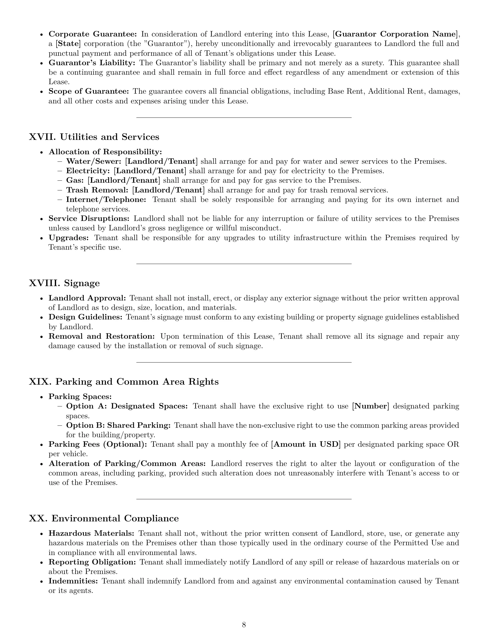 Preview page 8 of Pro Tennessee commercial lease agreement template