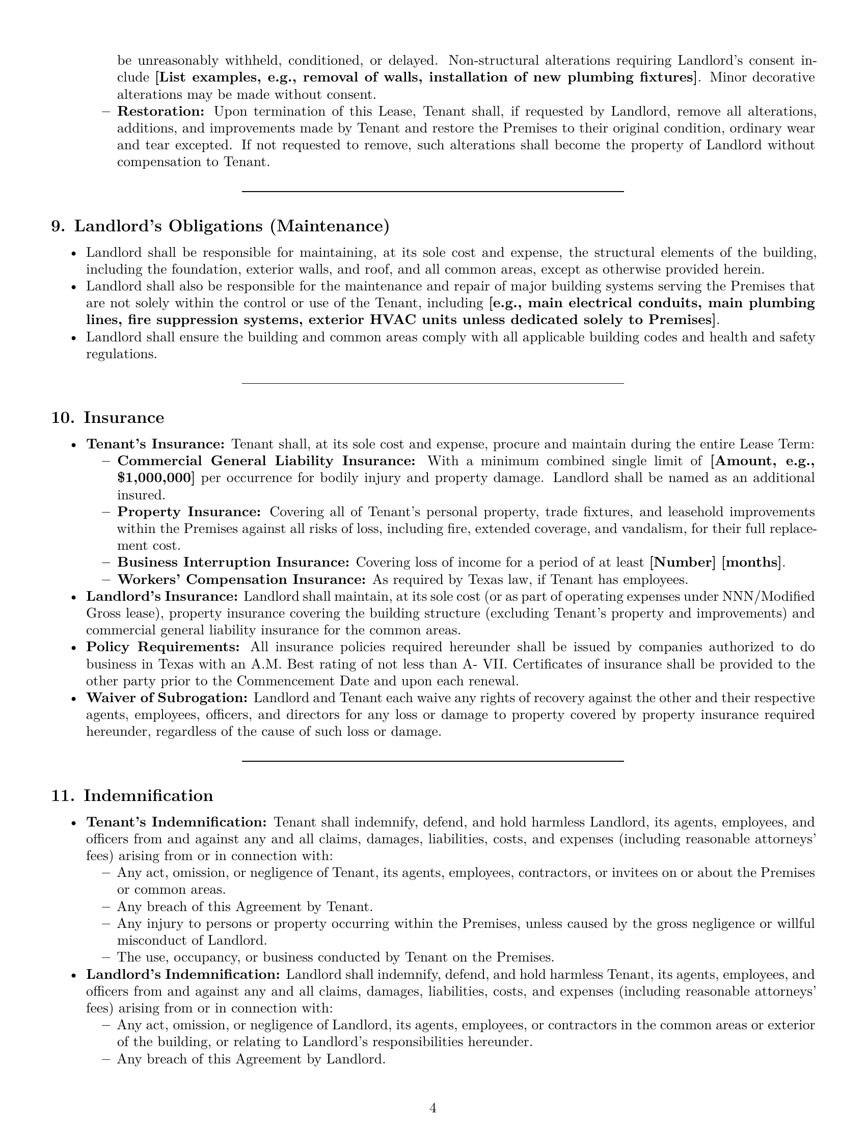 Preview page 4 of Pro Texas commercial lease agreement template