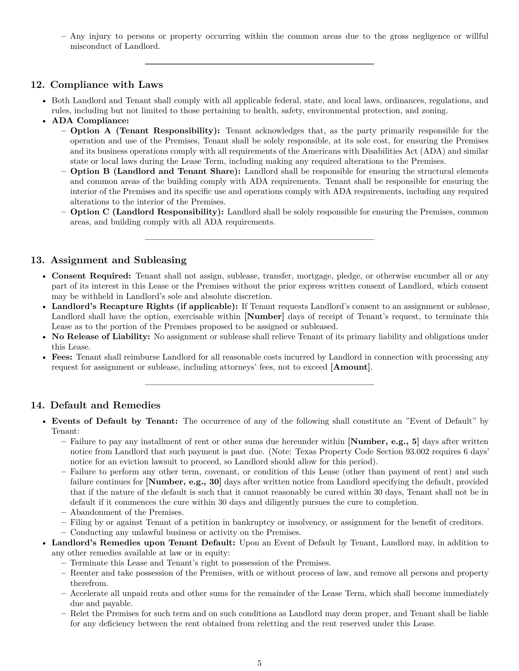 Preview page 5 of Pro Texas commercial lease agreement template