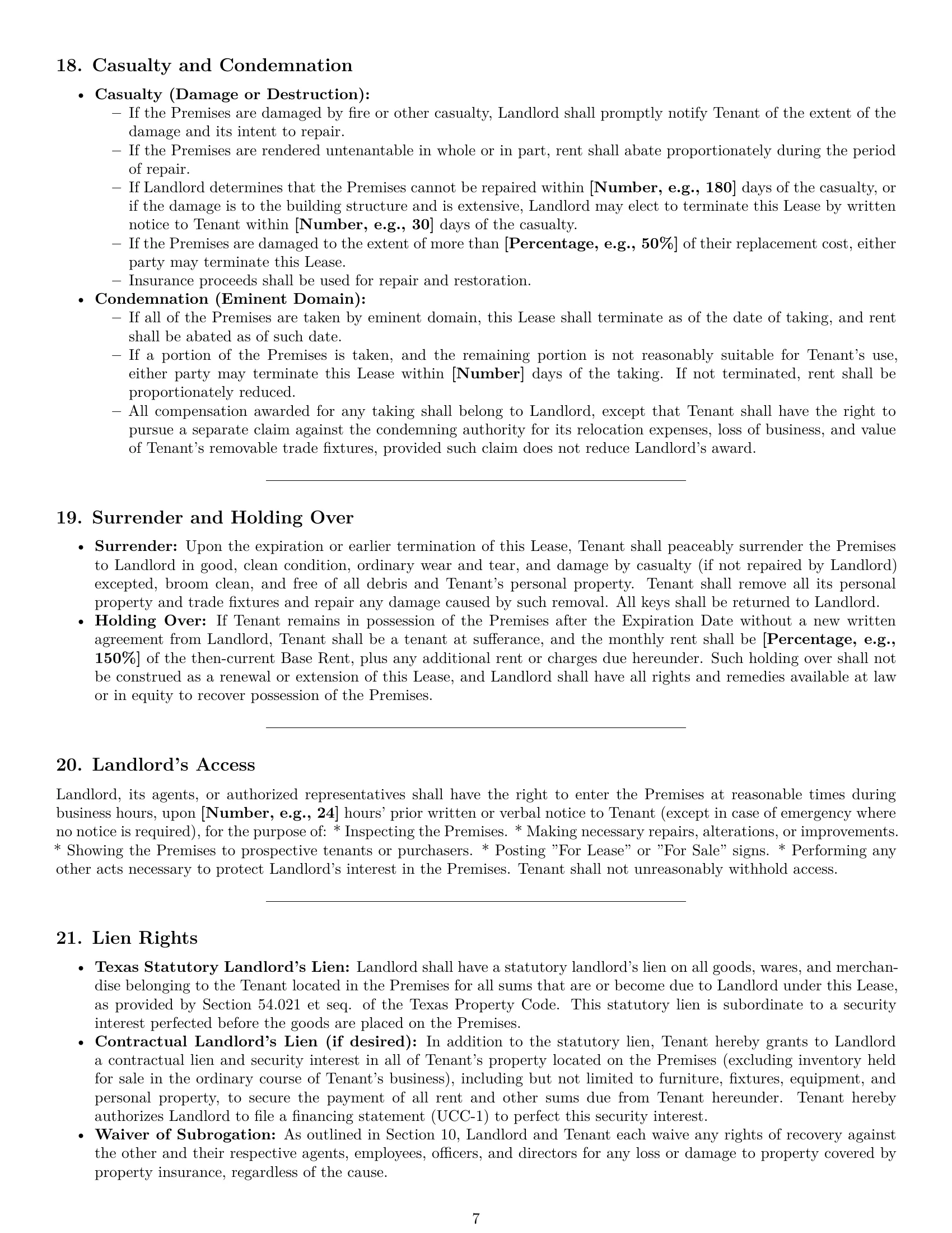 Preview page 7 of Pro Texas commercial lease agreement template