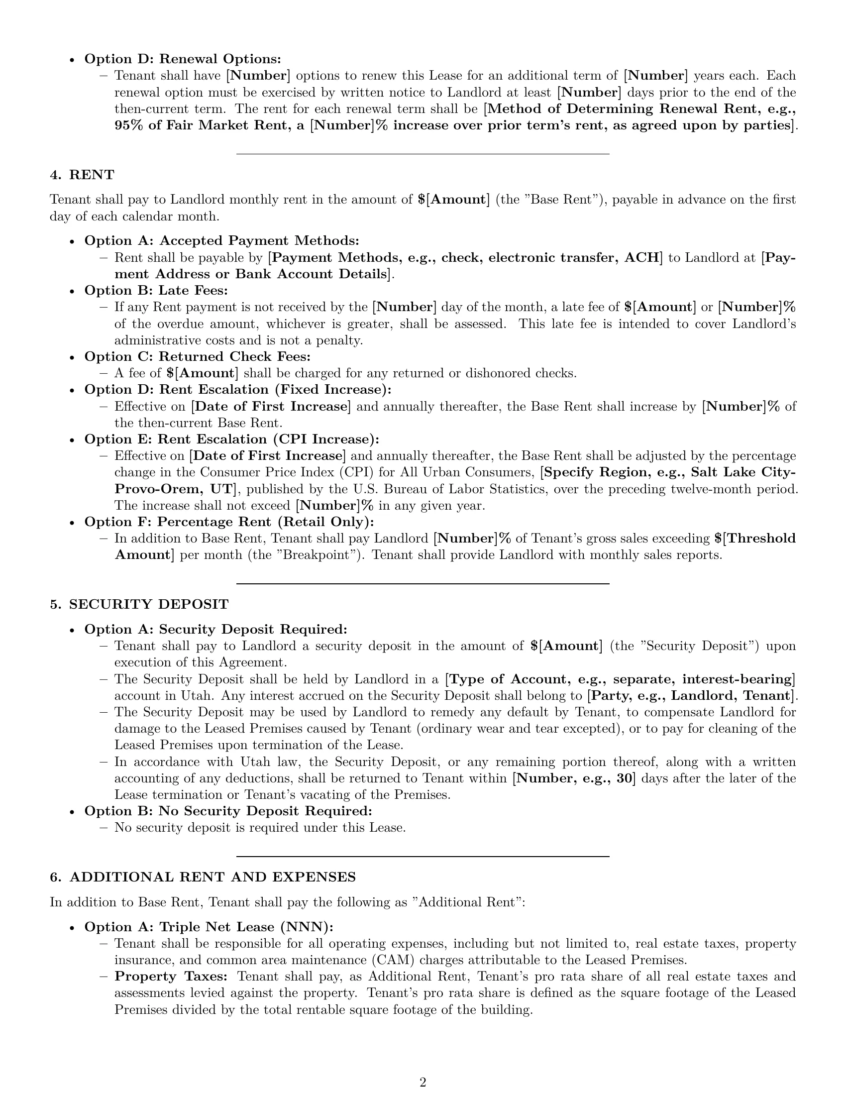 Preview page 2 of Pro Utah commercial lease agreement template