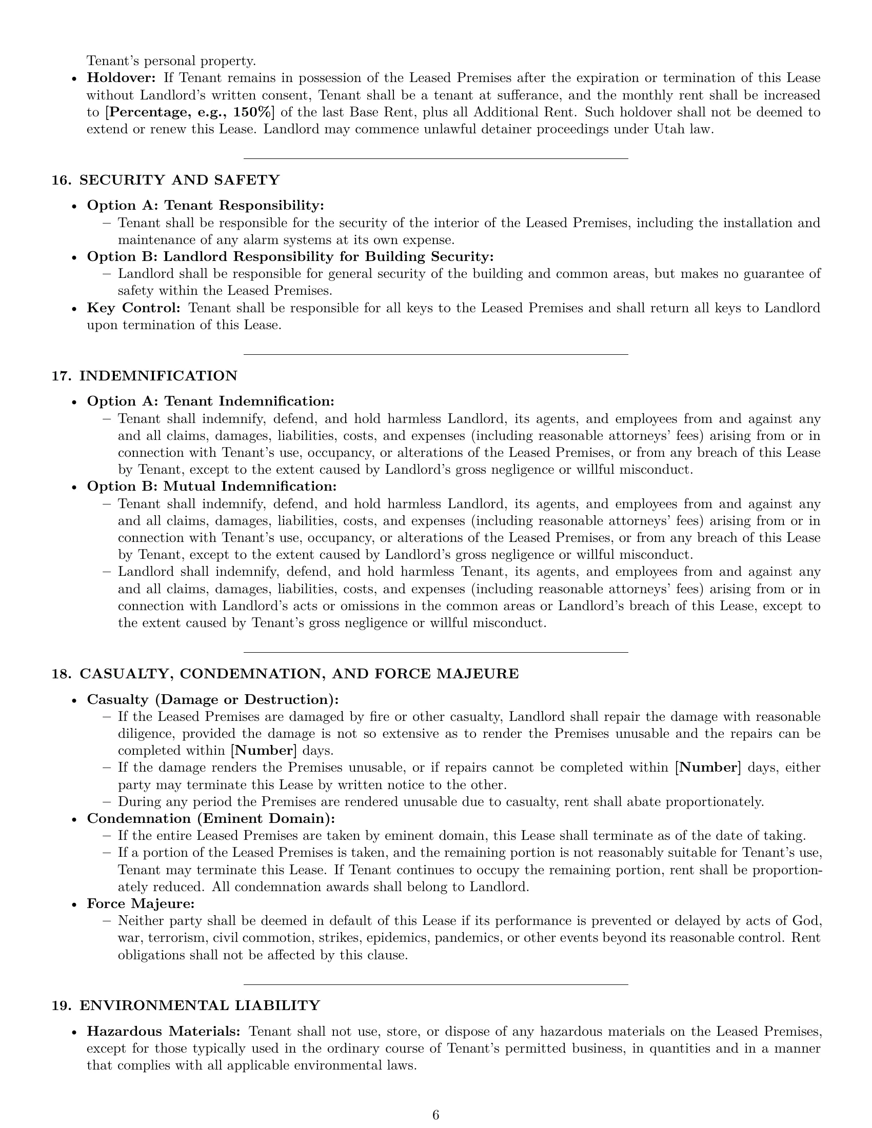 Preview page 6 of Pro Utah commercial lease agreement template