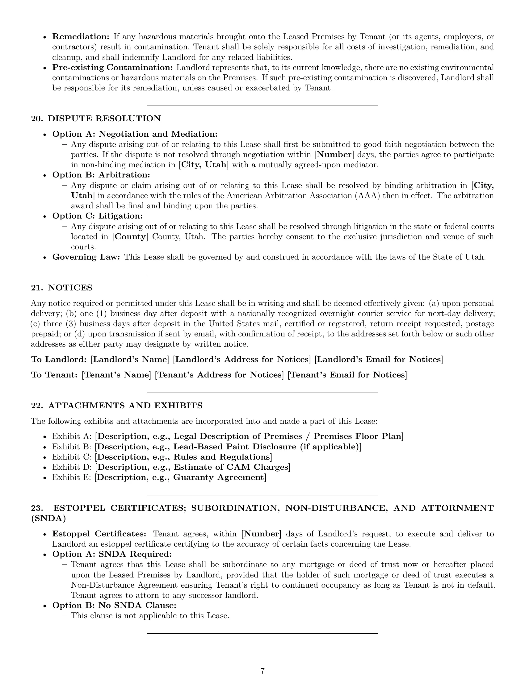 Preview page 7 of Pro Utah commercial lease agreement template
