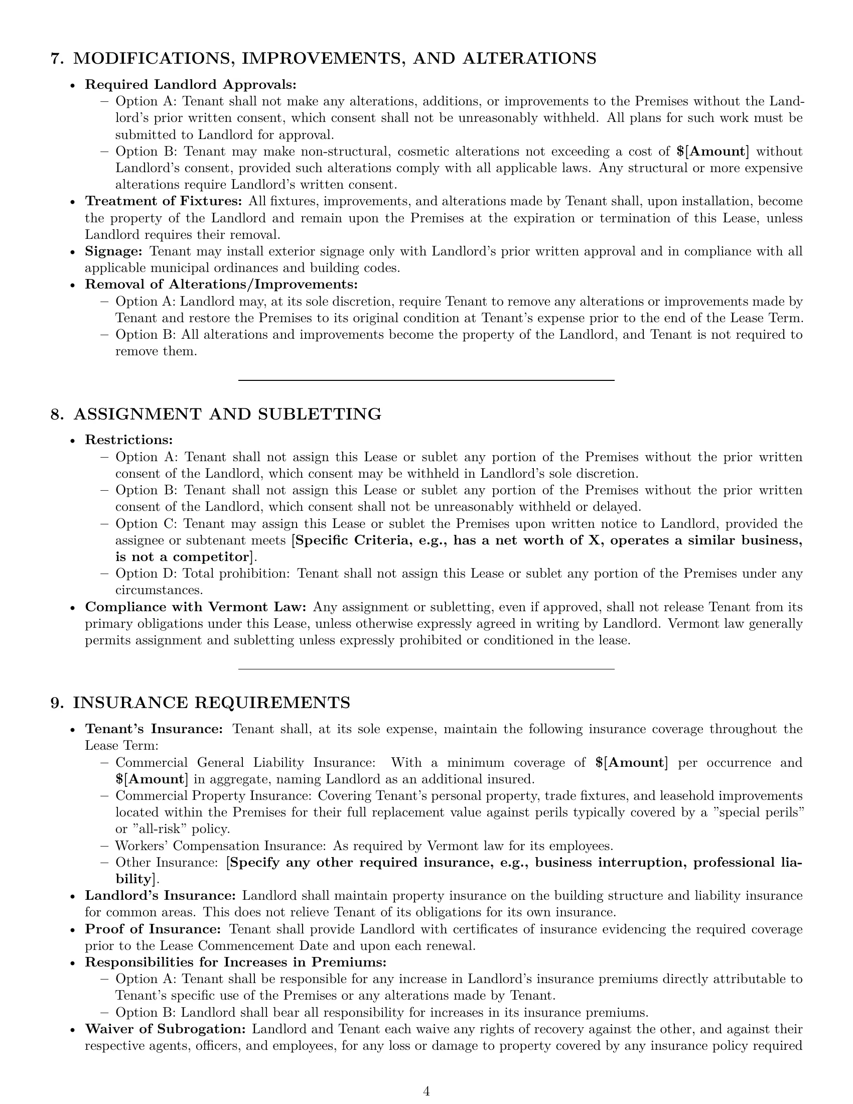 Preview page 4 of Pro Vermont commercial lease agreement template