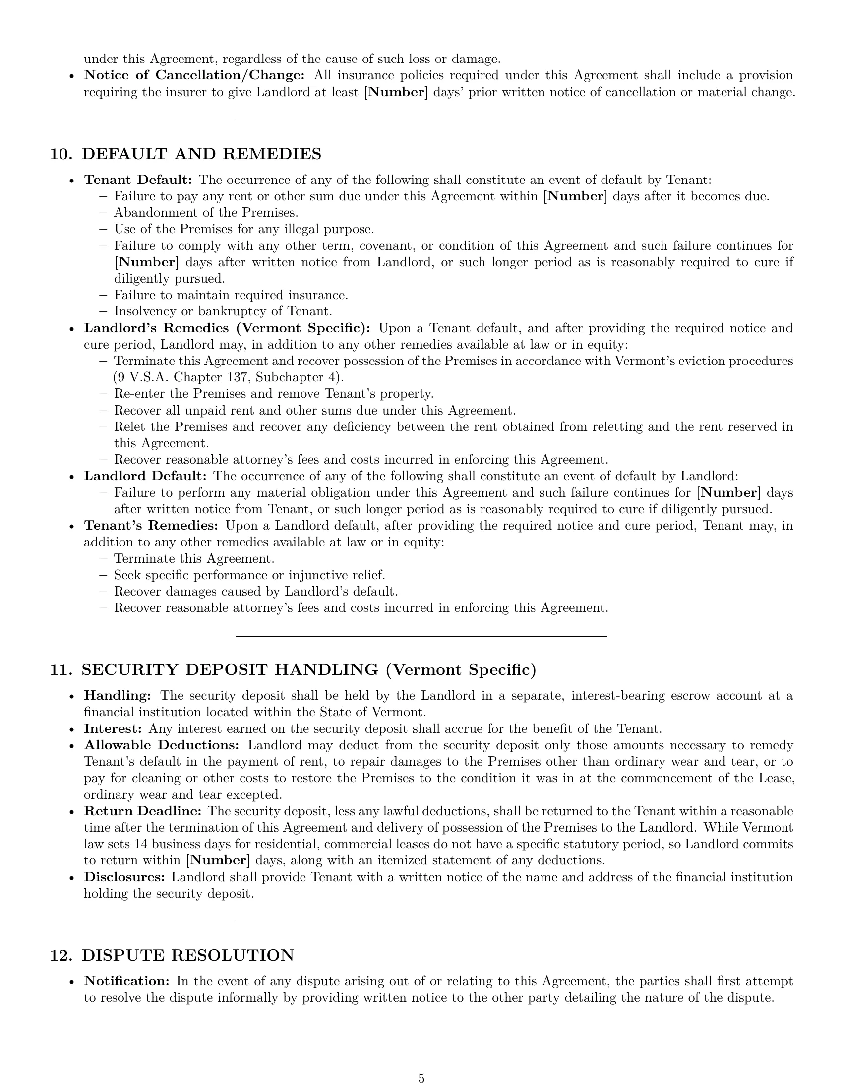 Preview page 5 of Pro Vermont commercial lease agreement template
