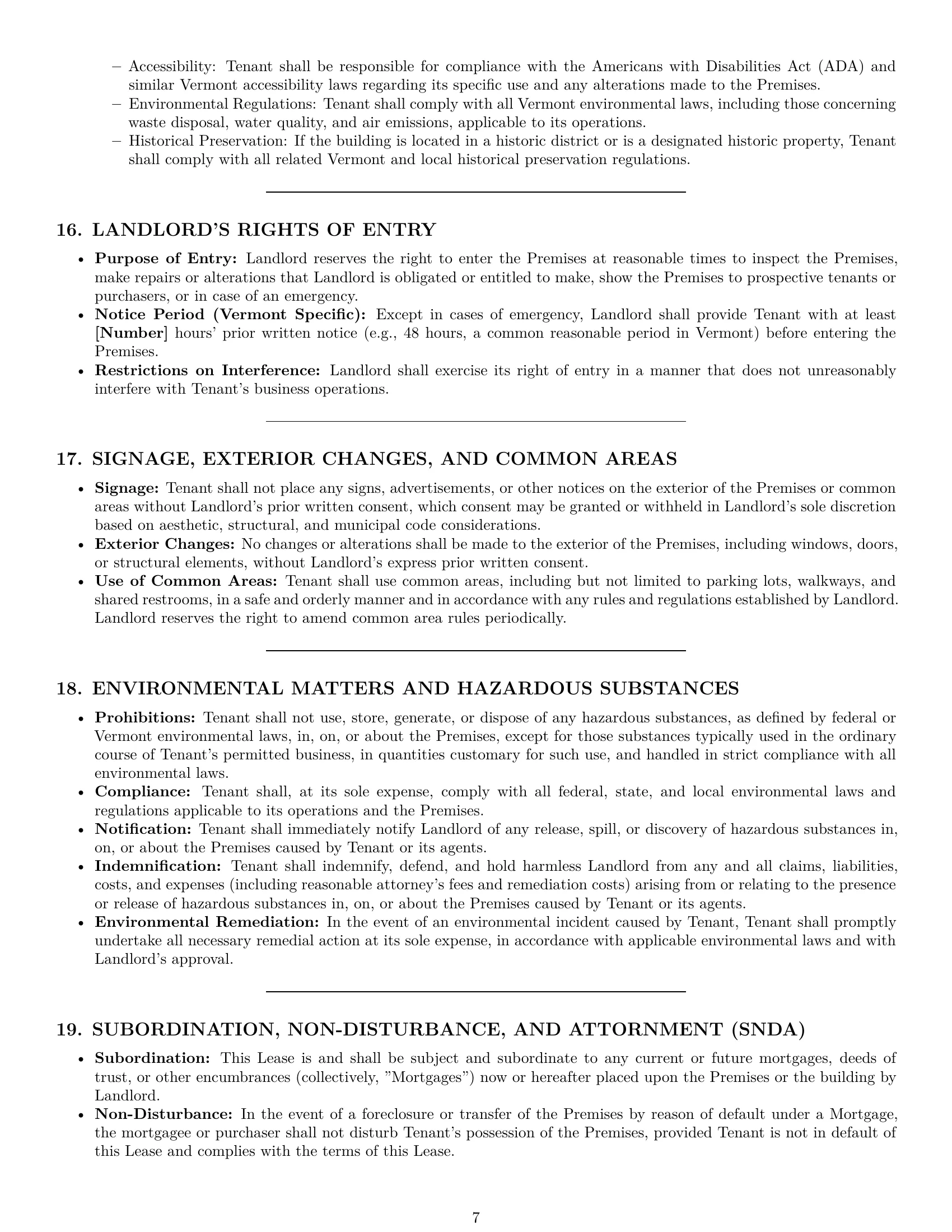 Preview page 7 of Pro Vermont commercial lease agreement template