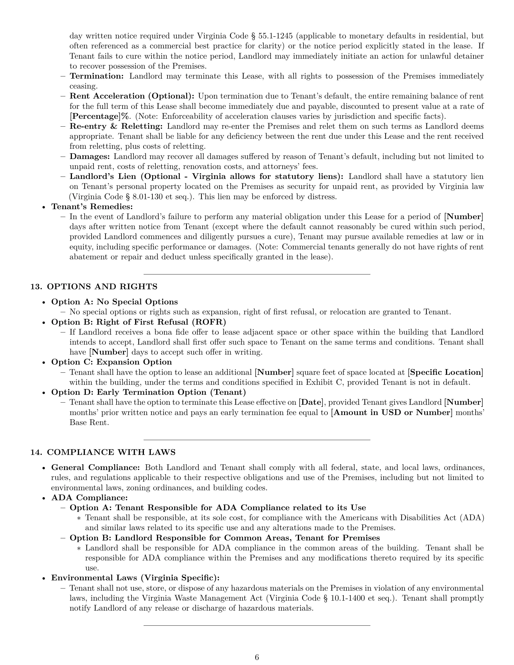 Preview page 6 of Pro Virginia commercial lease agreement template