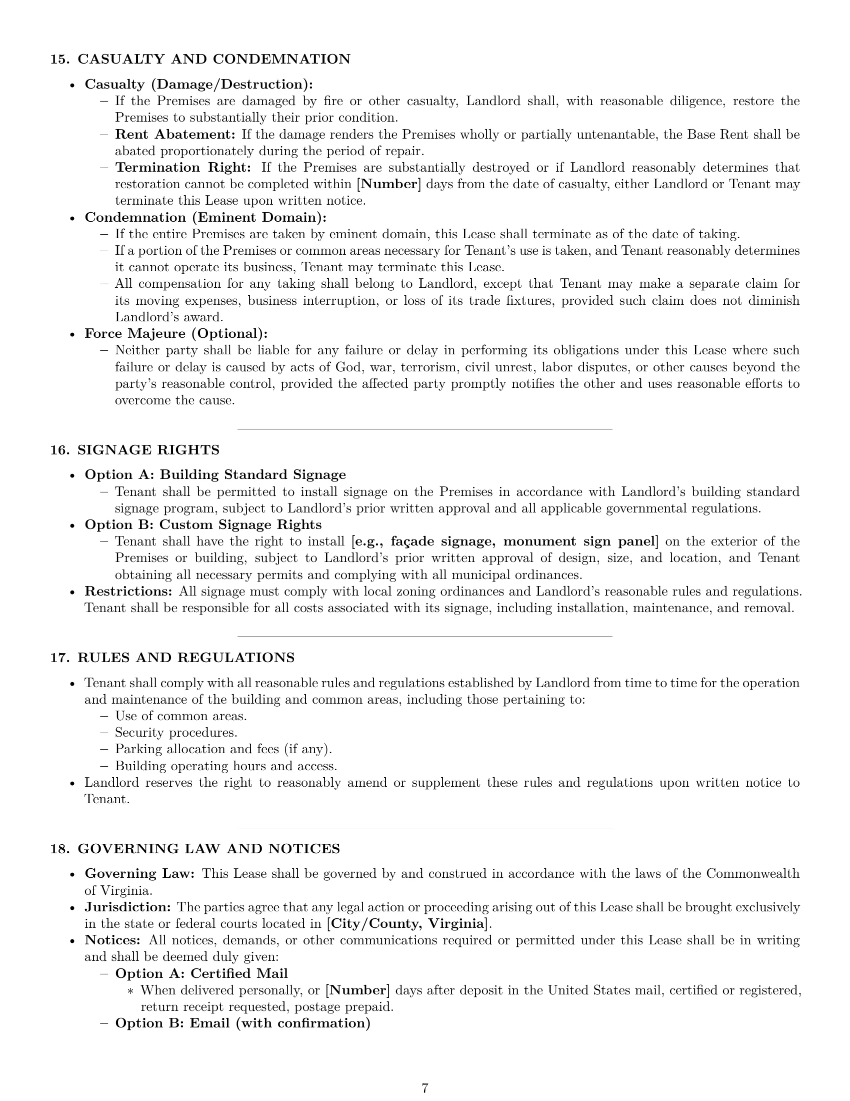 Preview page 7 of Pro Virginia commercial lease agreement template