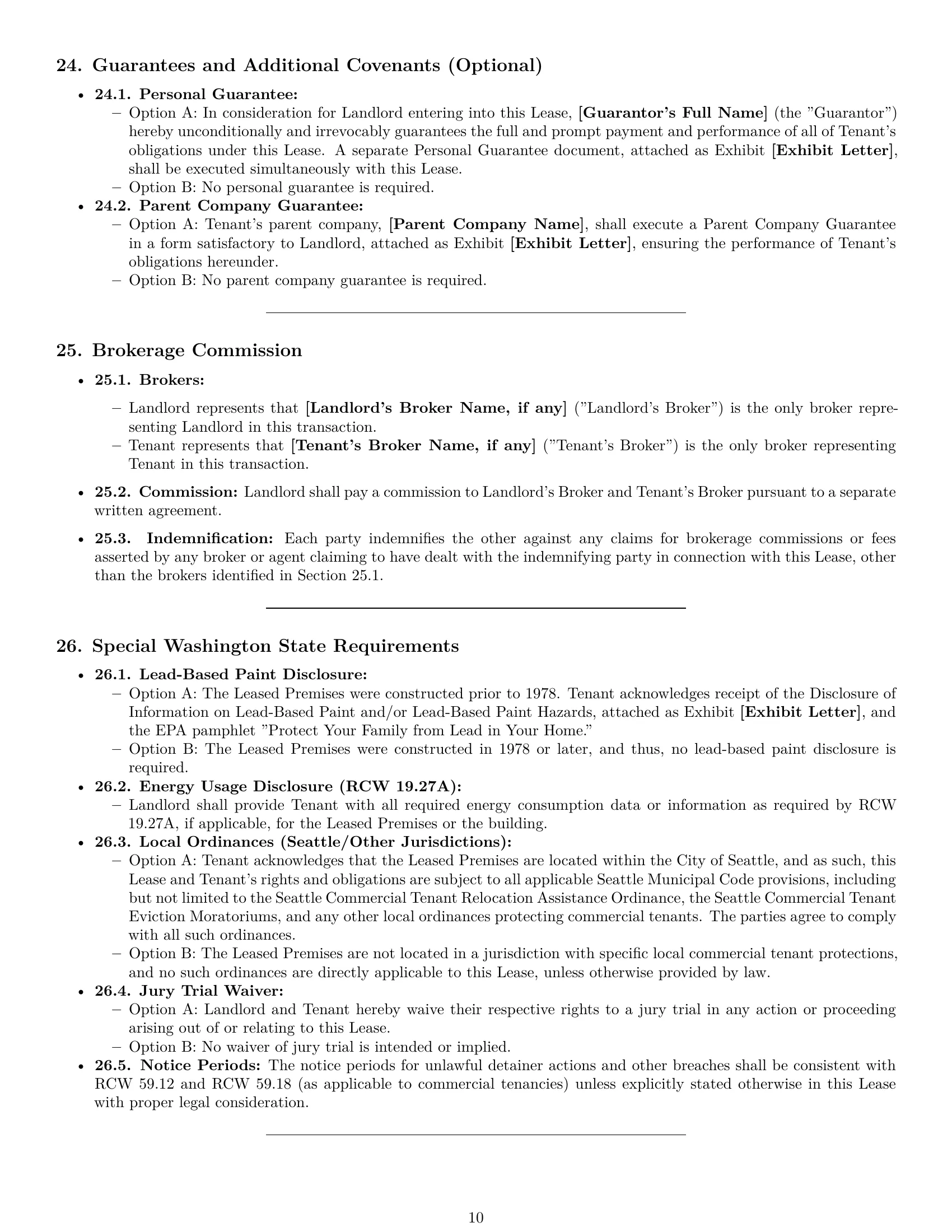 Preview page 10 of Pro Washington commercial lease agreement template