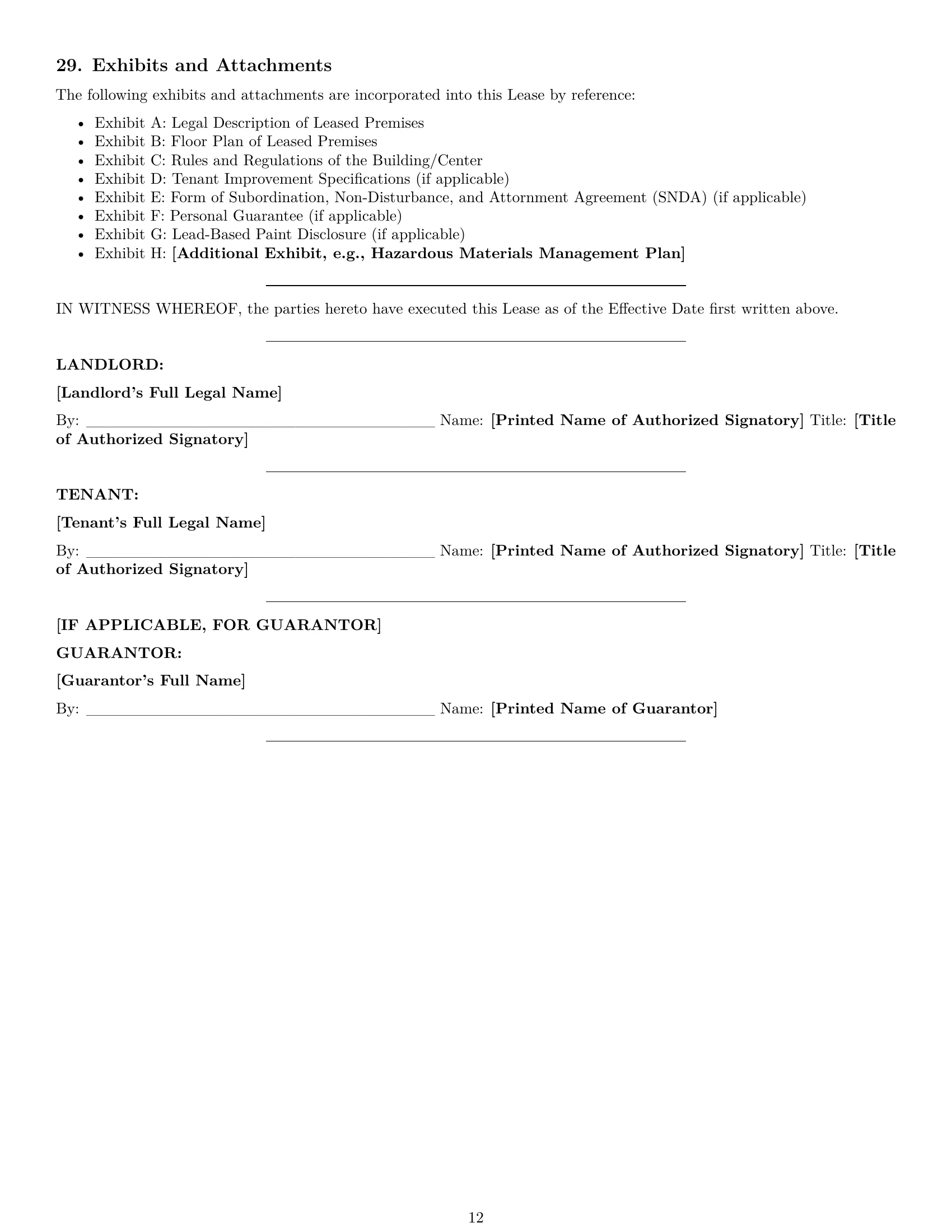 Preview page 12 of Pro Washington commercial lease agreement template