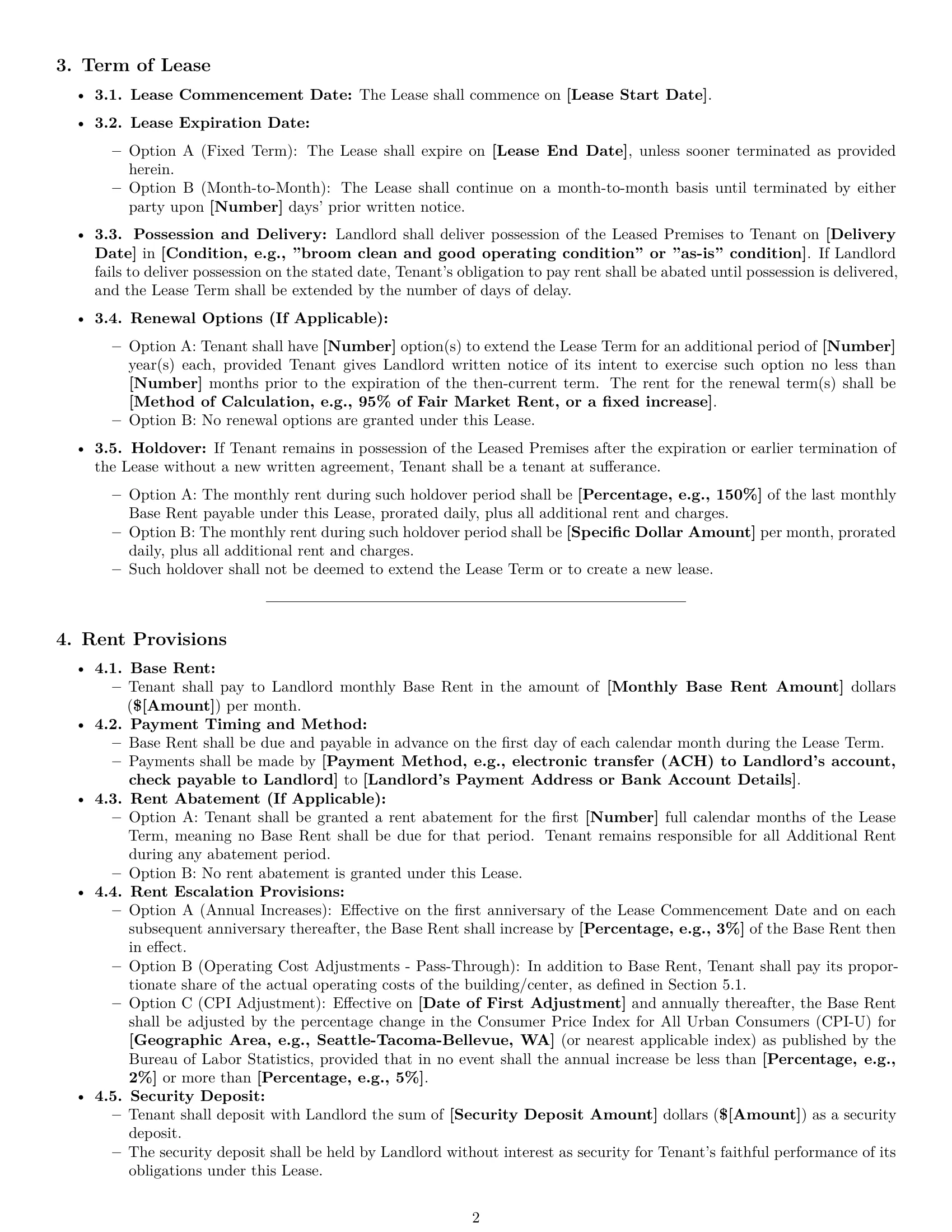 Preview page 2 of Pro Washington commercial lease agreement template