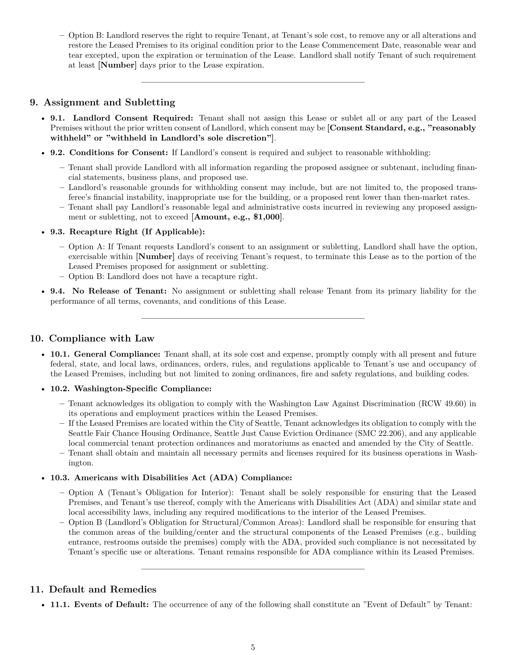 Preview page 5 of Pro Washington commercial lease agreement template