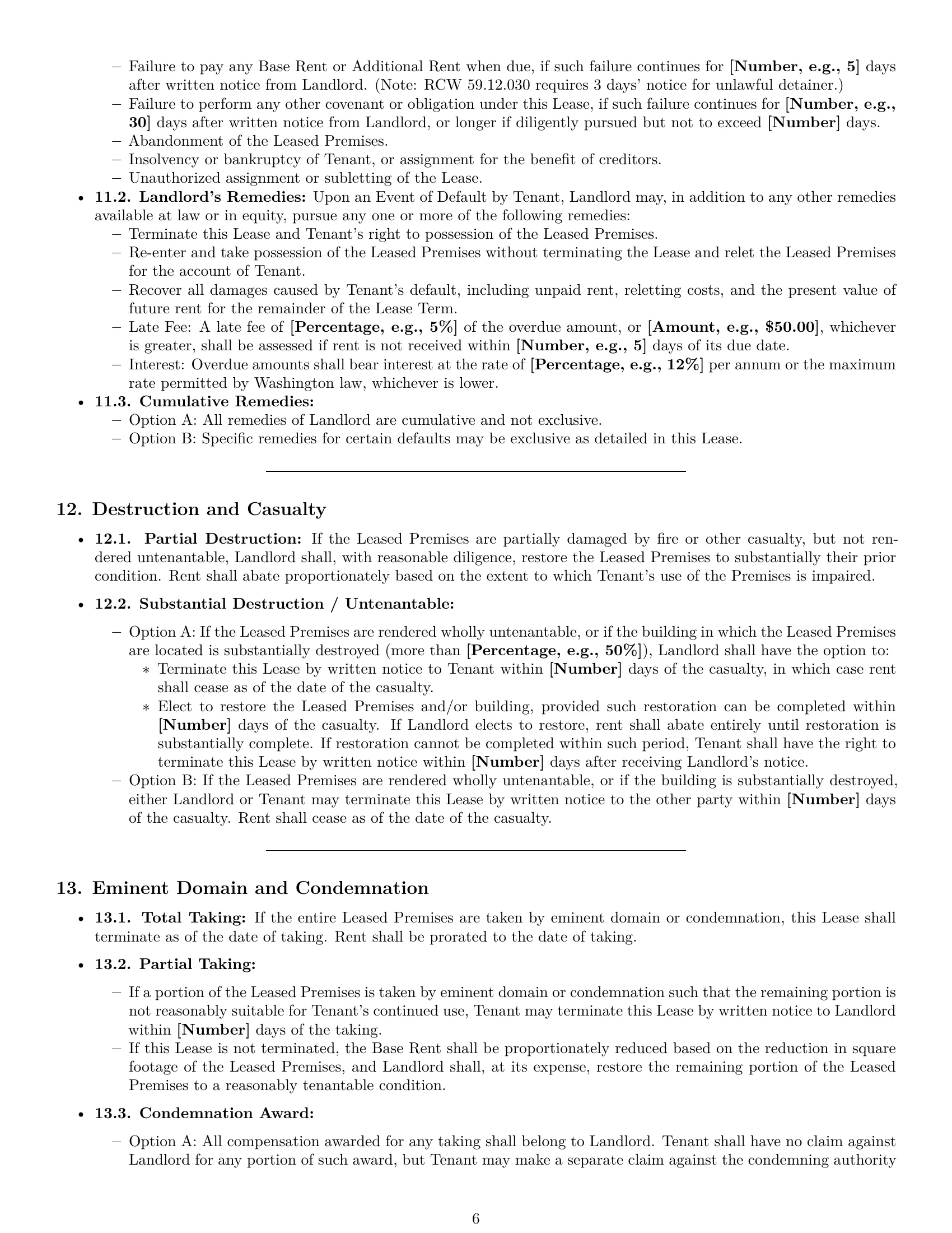 Preview page 6 of Pro Washington commercial lease agreement template