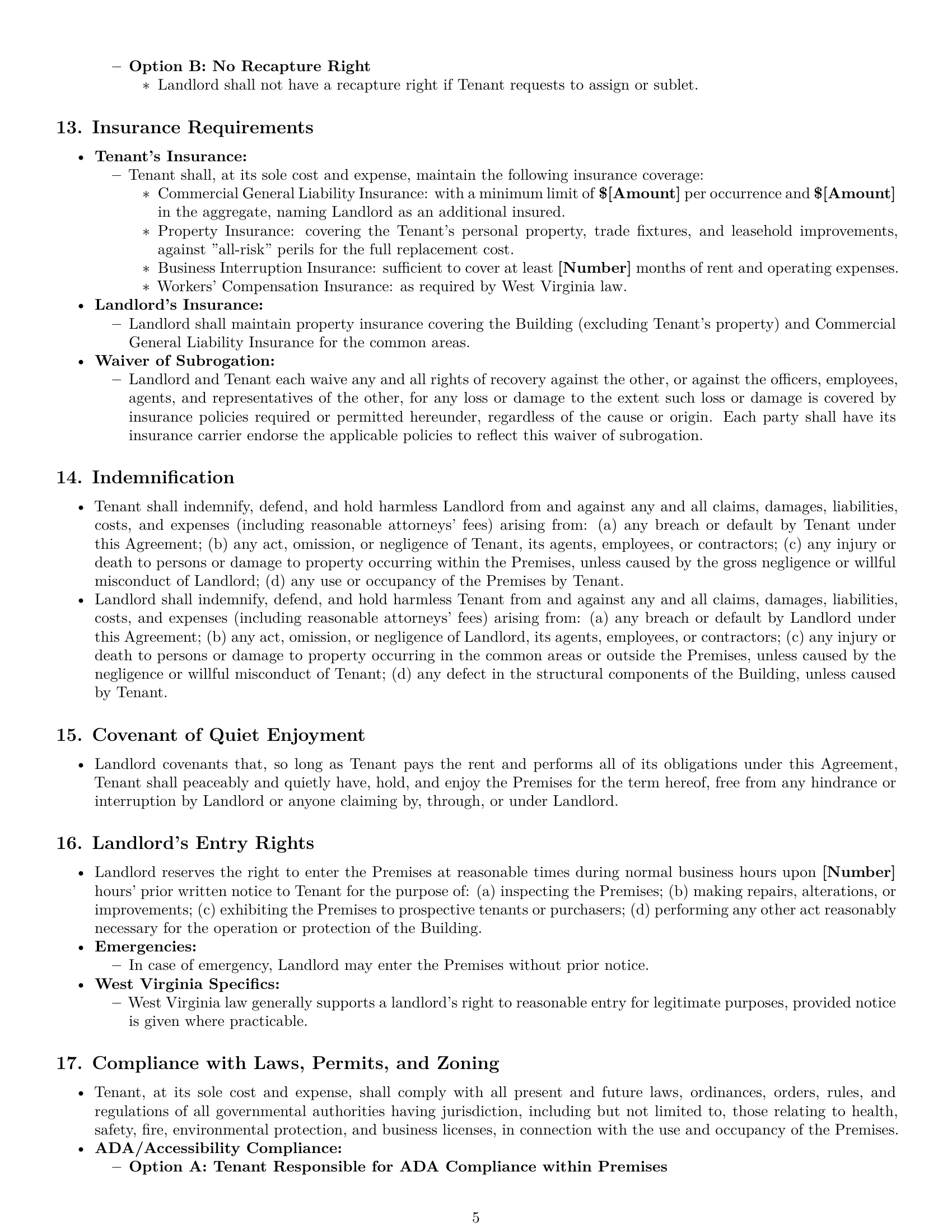 Preview page 5 of Pro West Virginia commercial lease agreement template