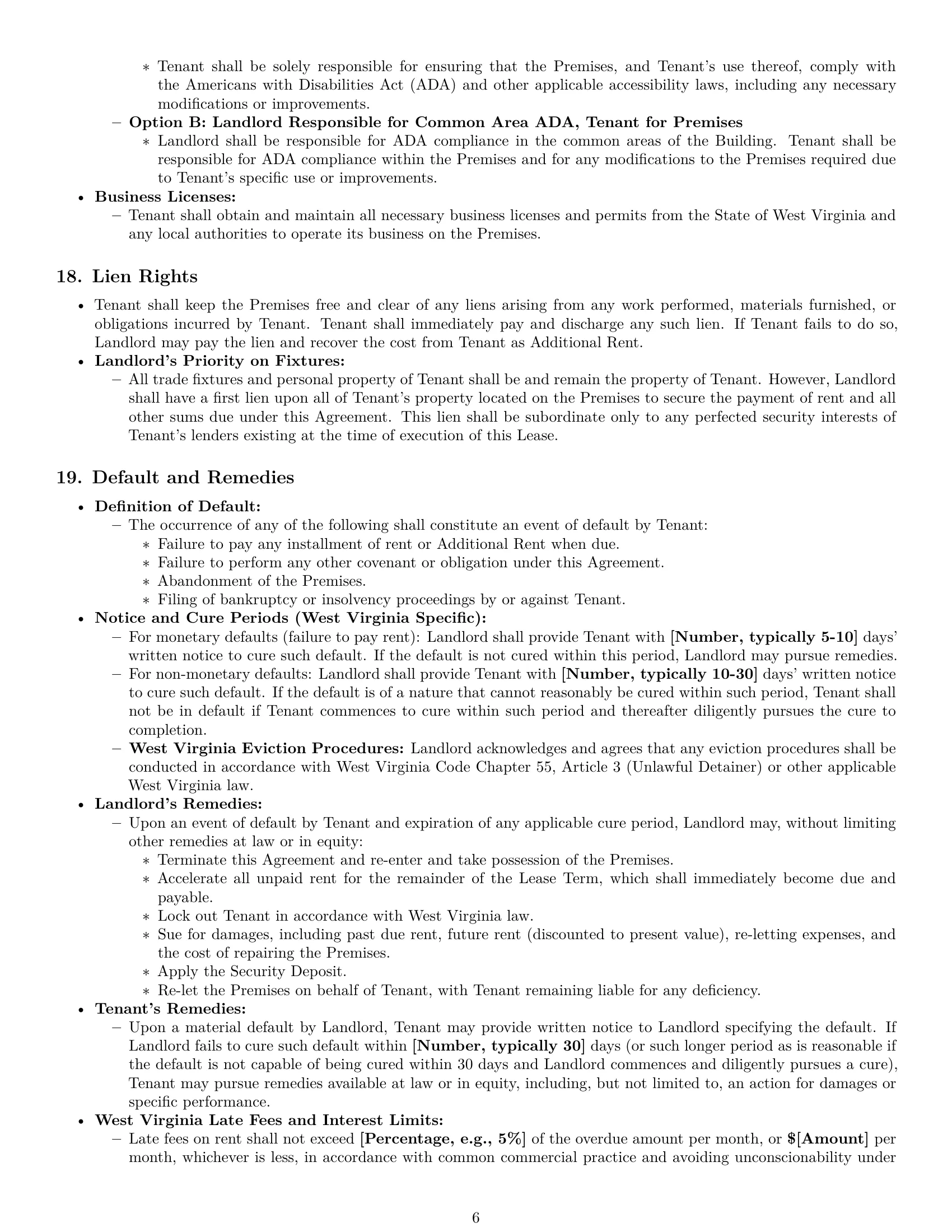 Preview page 6 of Pro West Virginia commercial lease agreement template