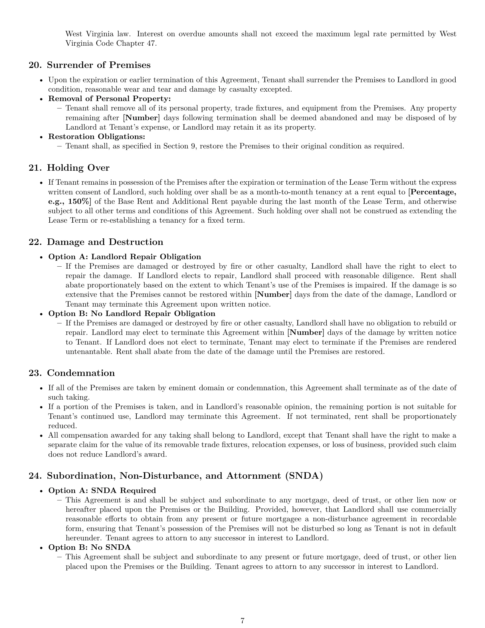 Preview page 7 of Pro West Virginia commercial lease agreement template
