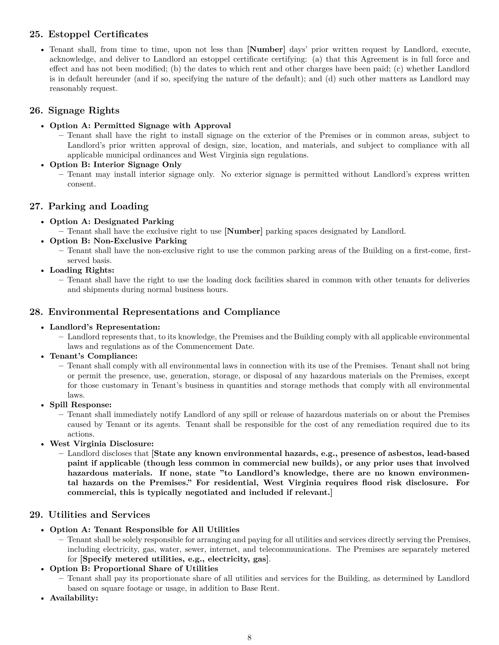 Preview page 8 of Pro West Virginia commercial lease agreement template