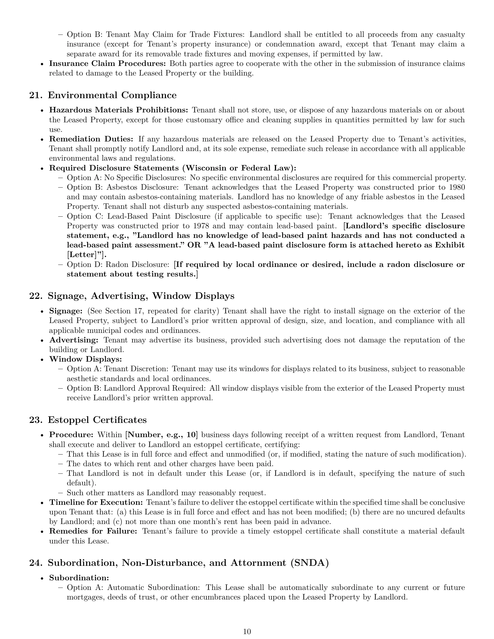 Preview page 10 of Pro Wisconsin commercial lease agreement template