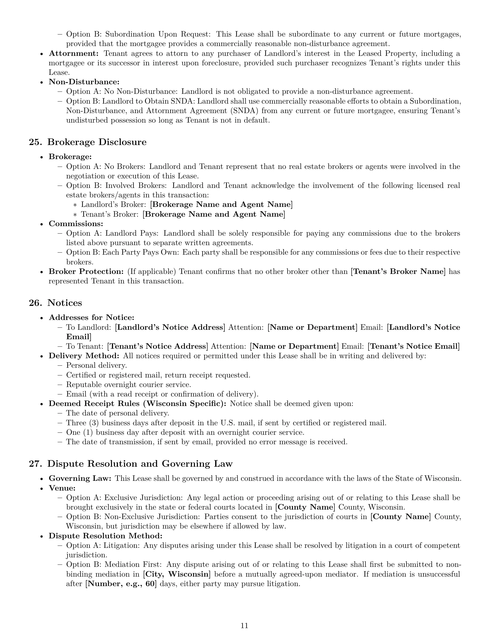 Preview page 11 of Pro Wisconsin commercial lease agreement template
