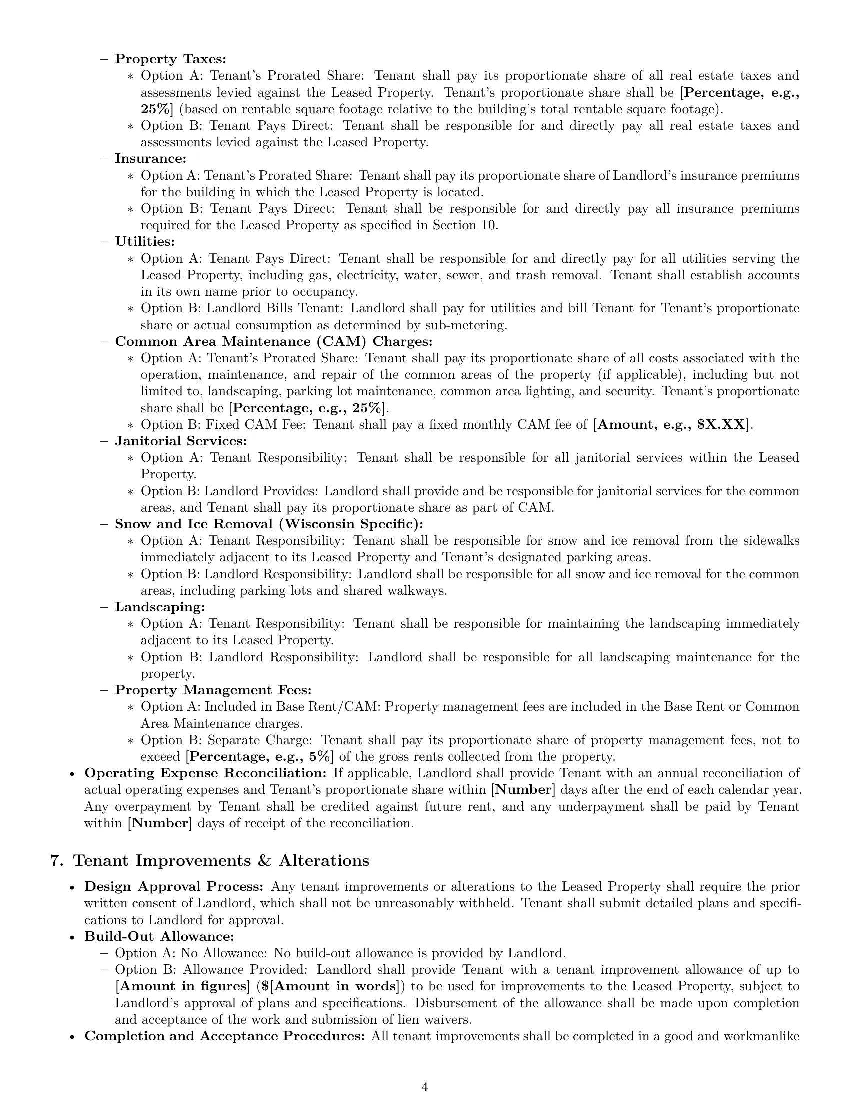 Preview page 4 of Pro Wisconsin commercial lease agreement template