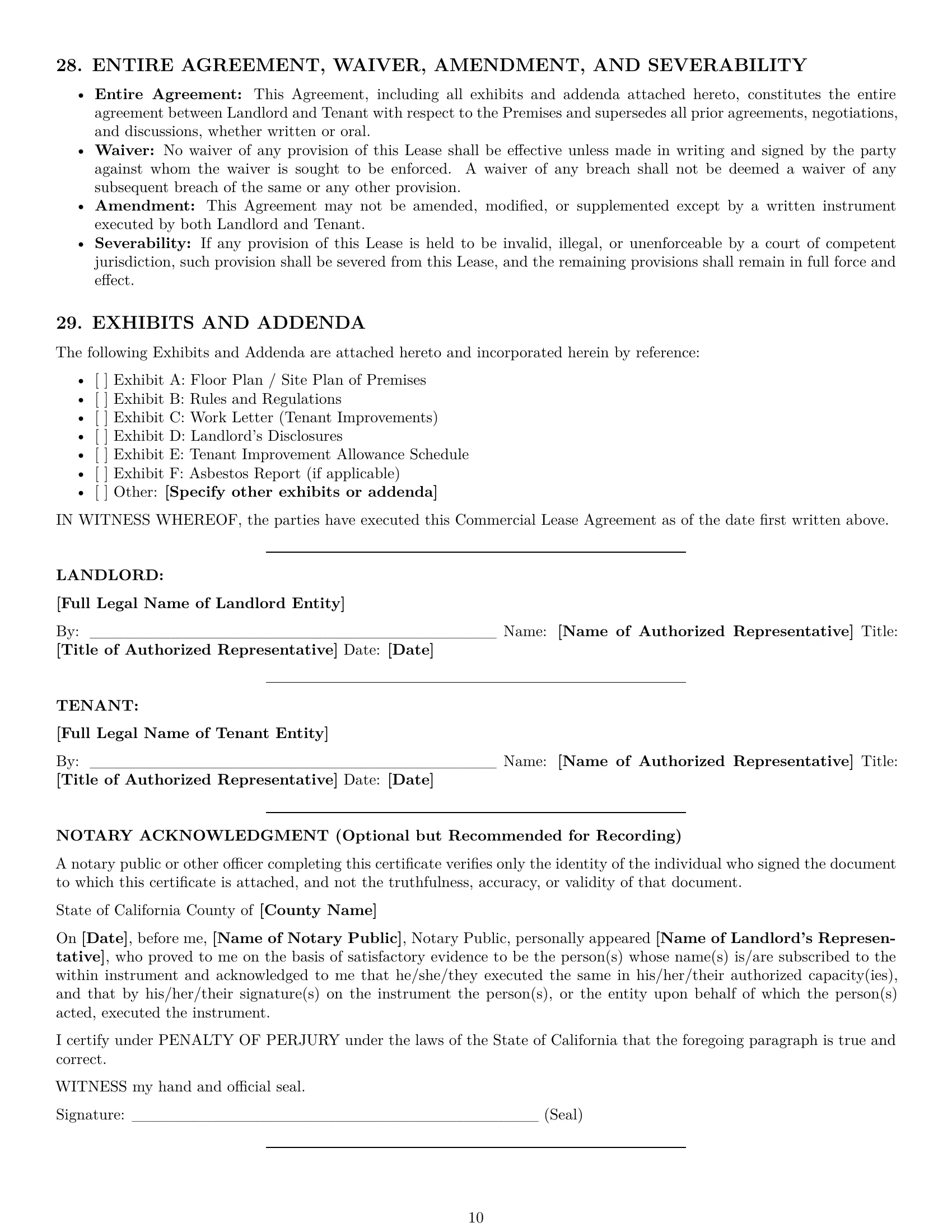 Preview page 10 of Pro California commercial lease agreement template